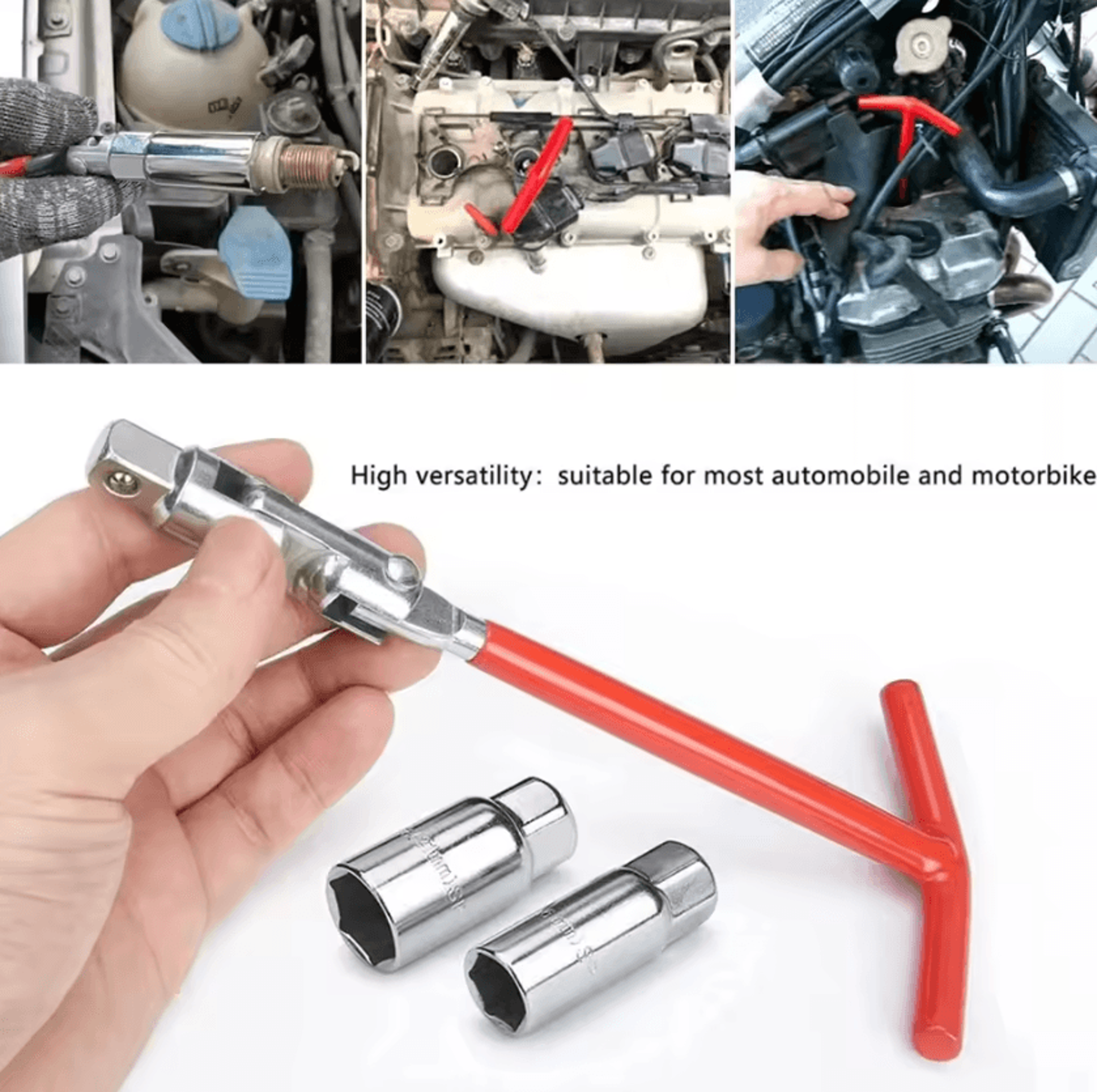 3 In 1 THandle Spark Plug Socket Wrench Repair Kit 0