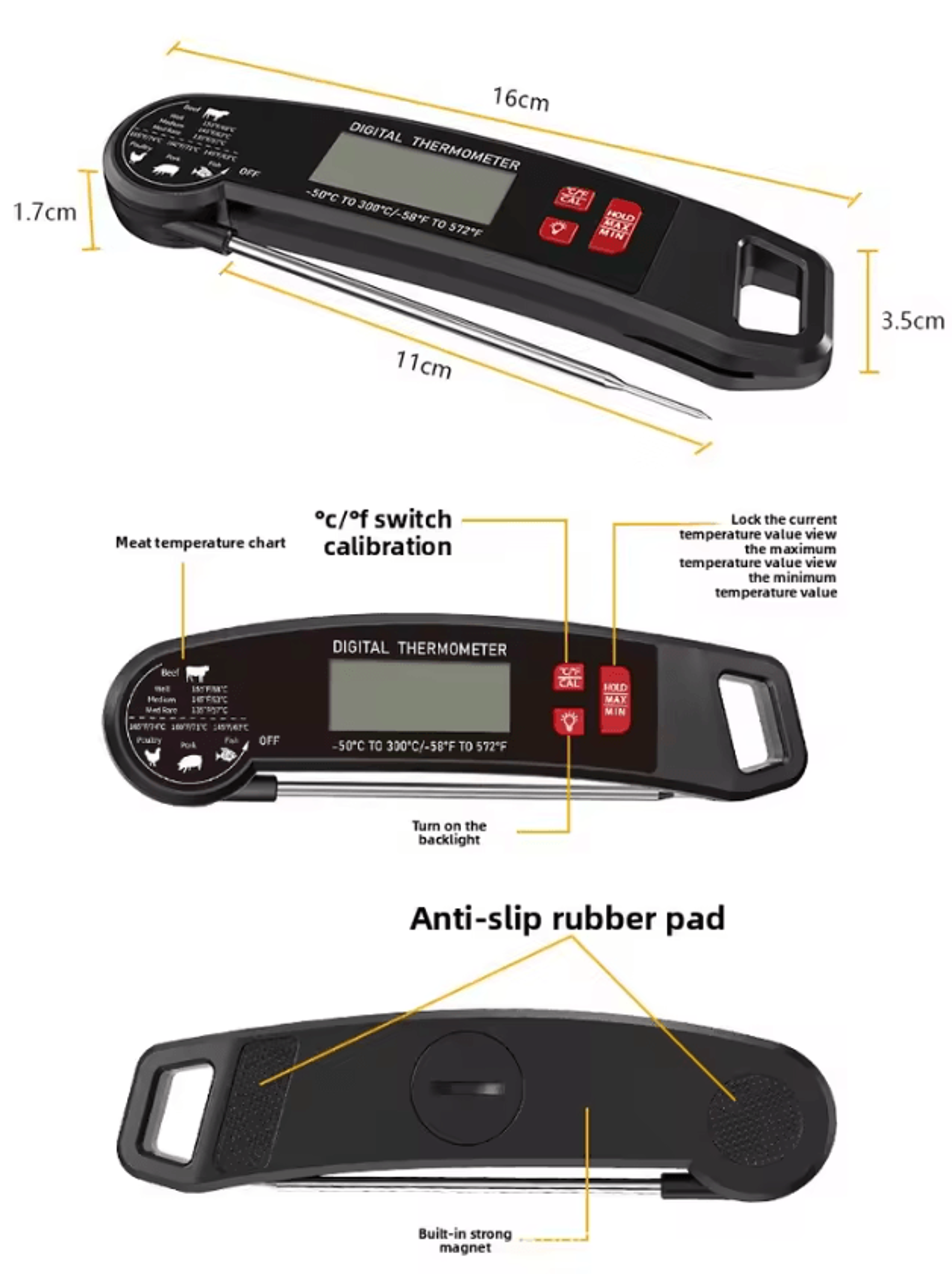 Foldable Digital Meat And Food Thermometer 4