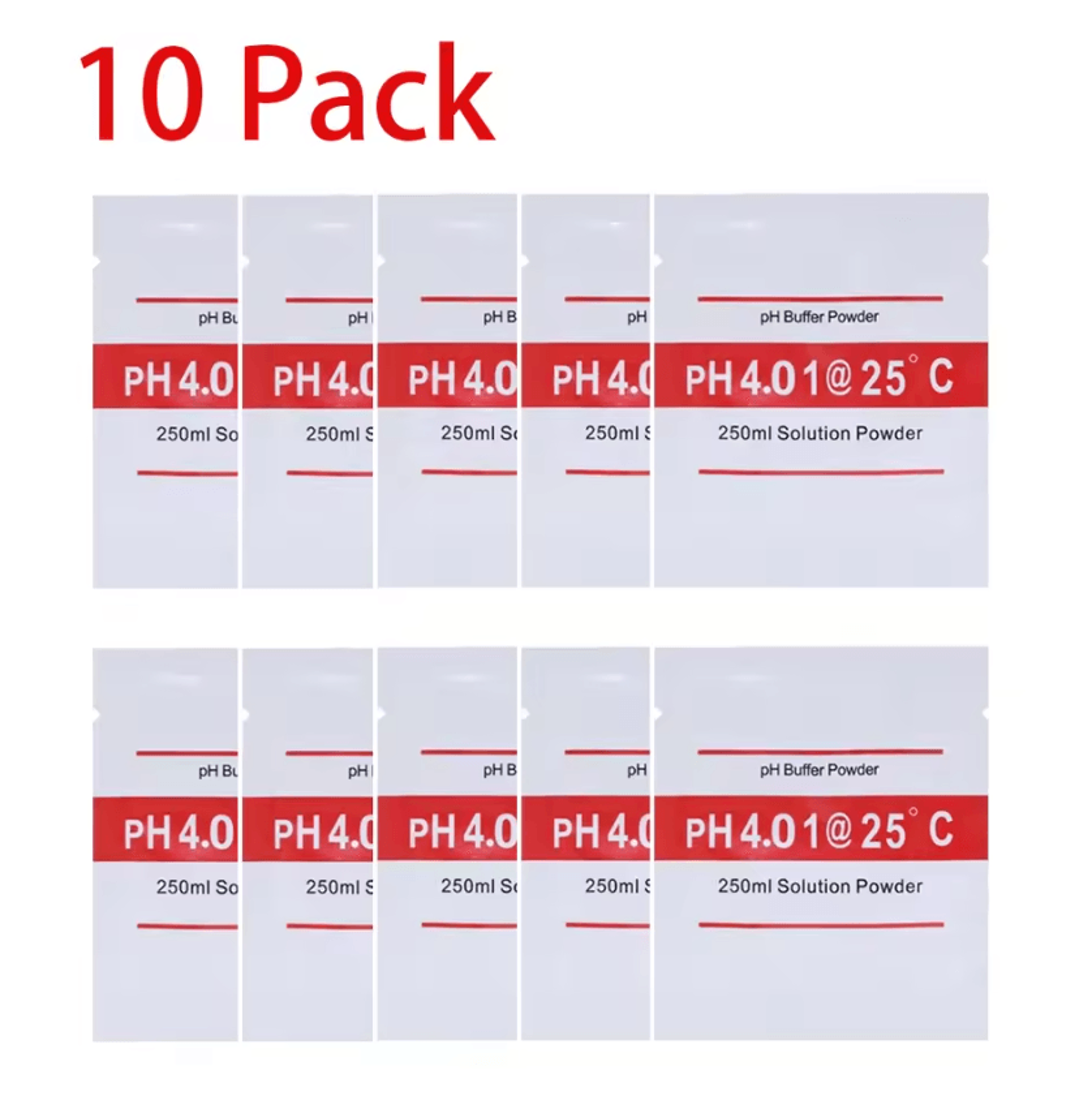 10 Pack PH Buffer Powder Calibration Solution For Digital PH Meters 4