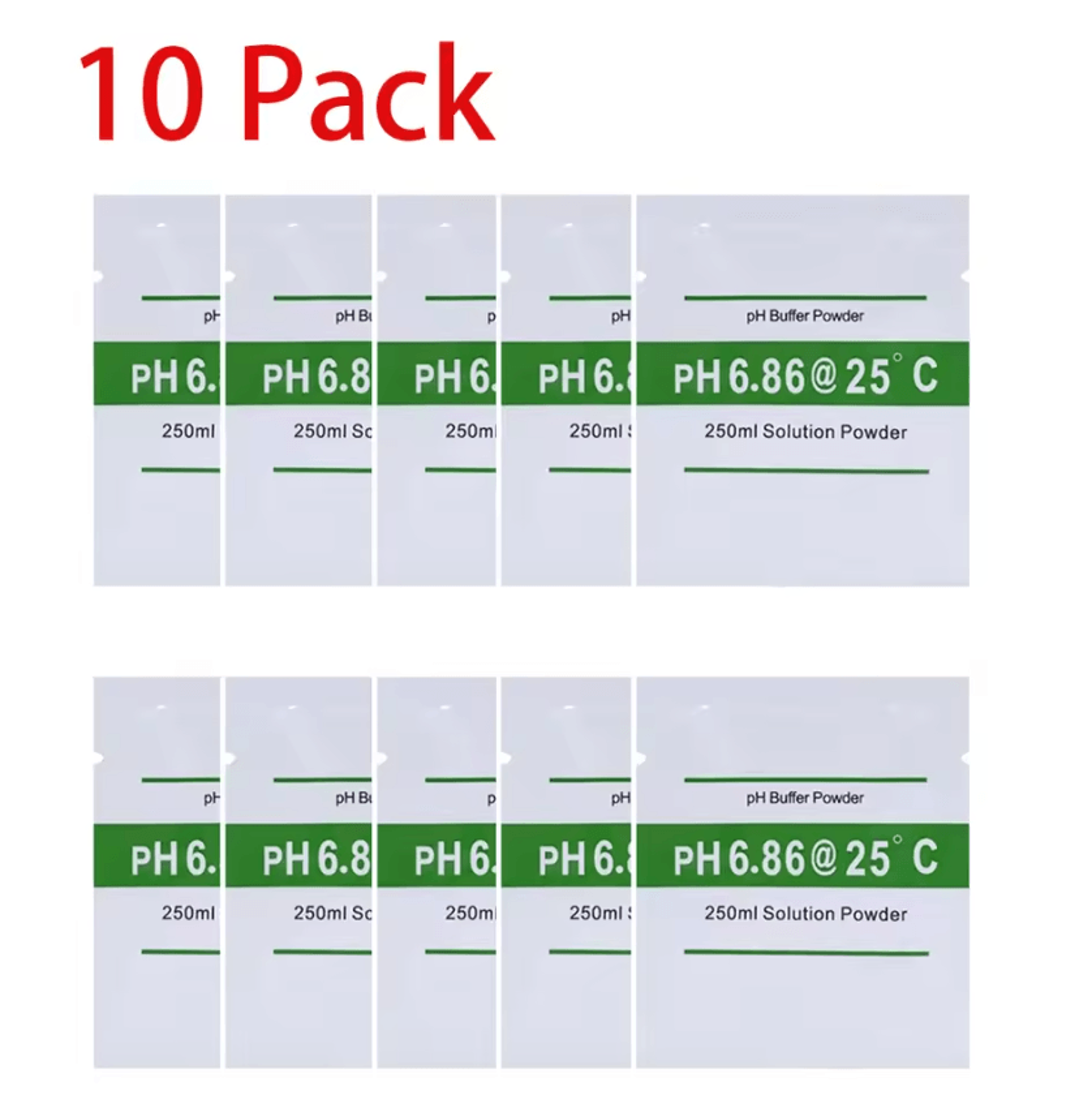 10 Pack PH Buffer Powder Calibration Solution For Digital PH Meters 5