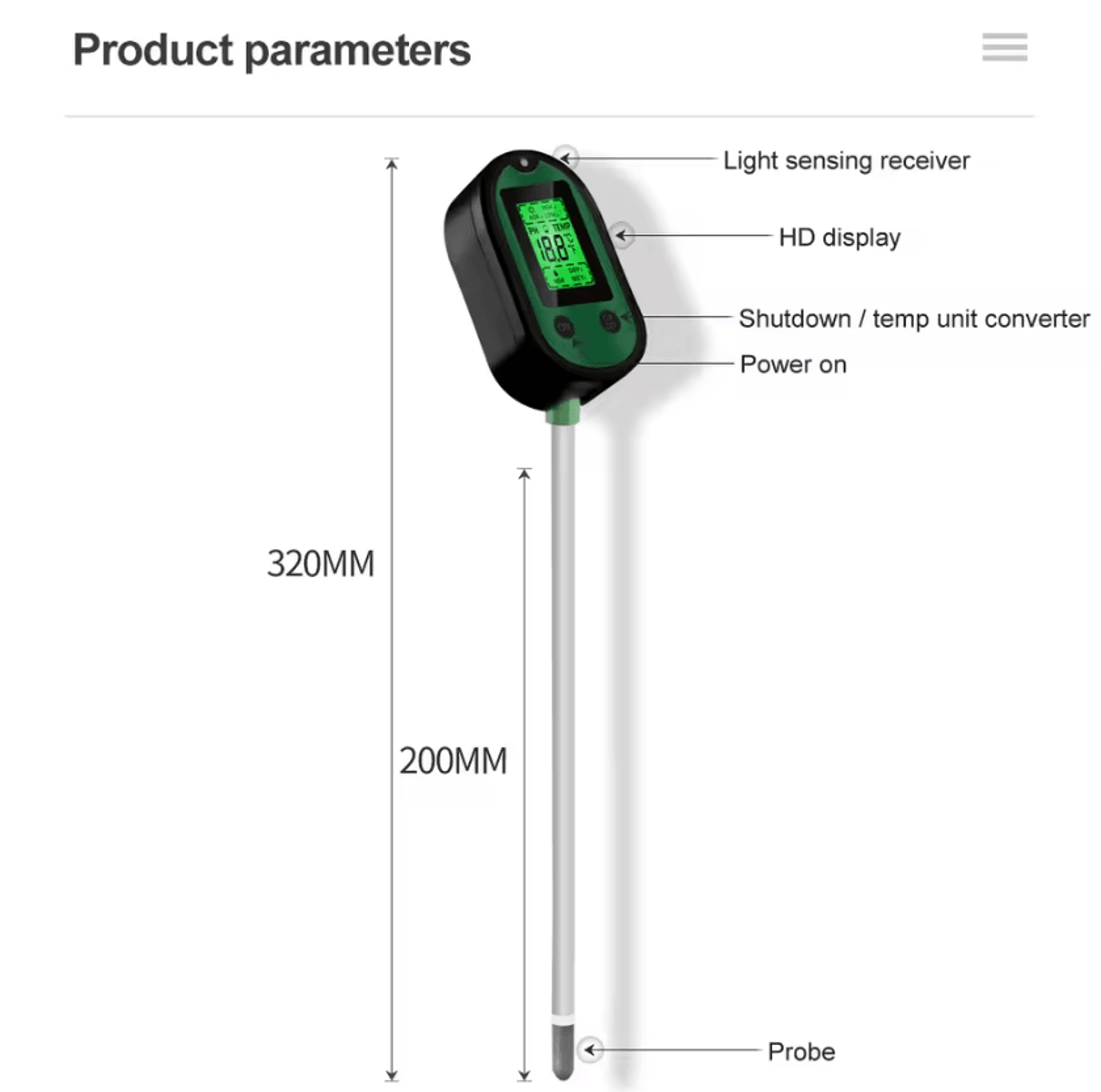 5 In 1 Digital Soil PH Meter For Moisture Temperature Fertility And Sunlight 2