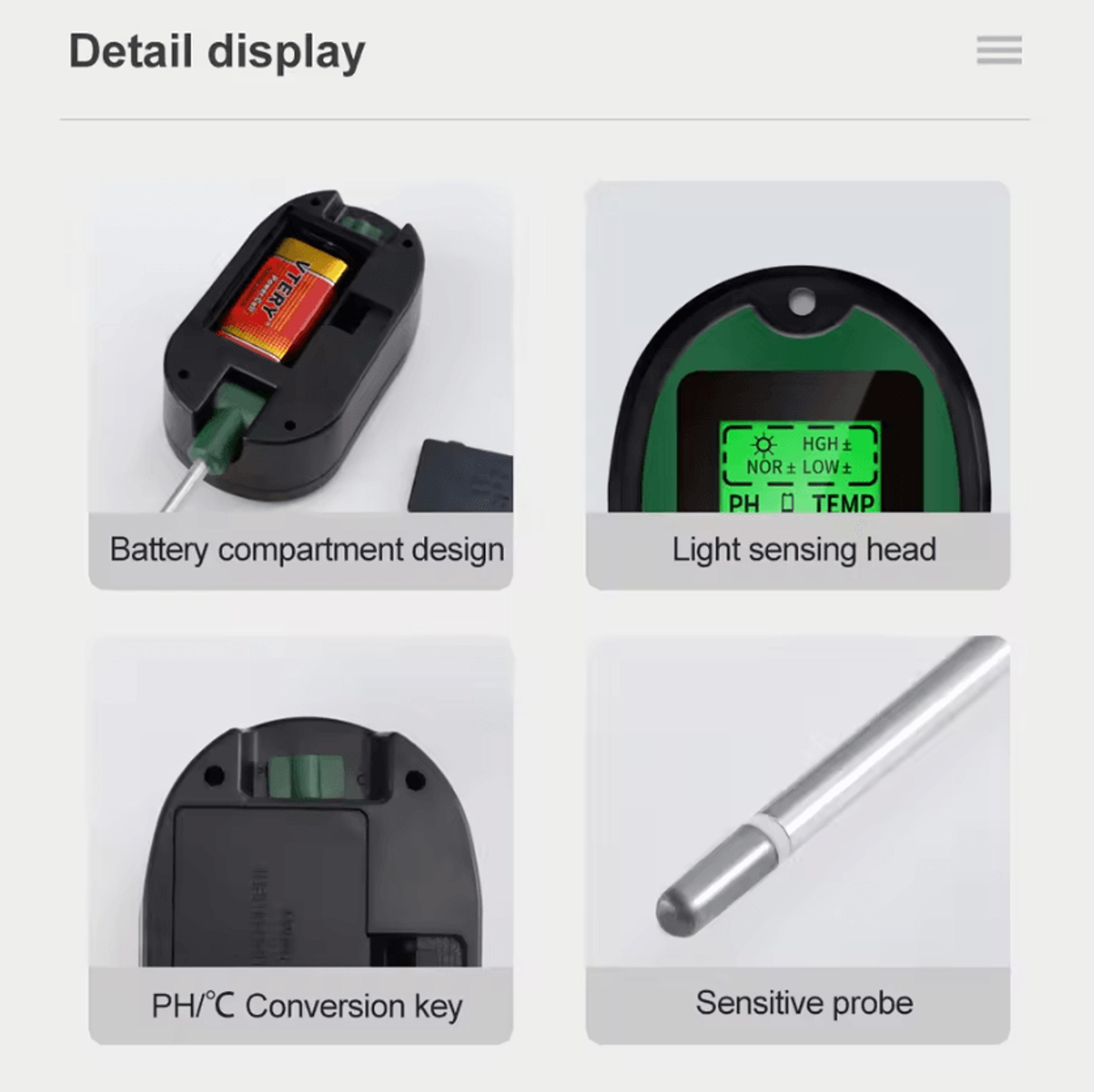 5 In 1 Digital Soil PH Meter For Moisture Temperature Fertility And Sunlight 4