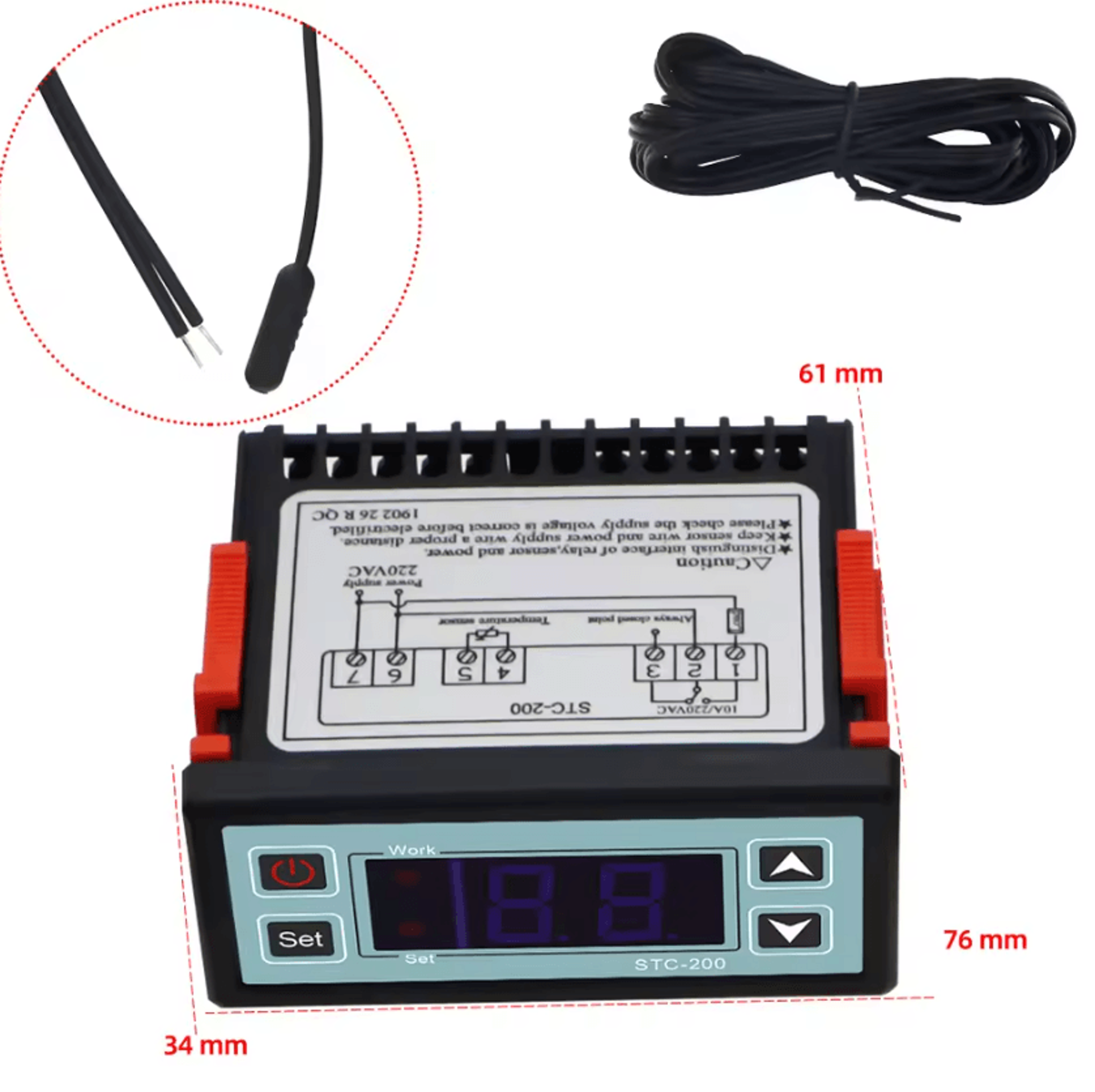 STC200 Mini Digital Temperature Controller 220V Heating Cooling Thermostat 2