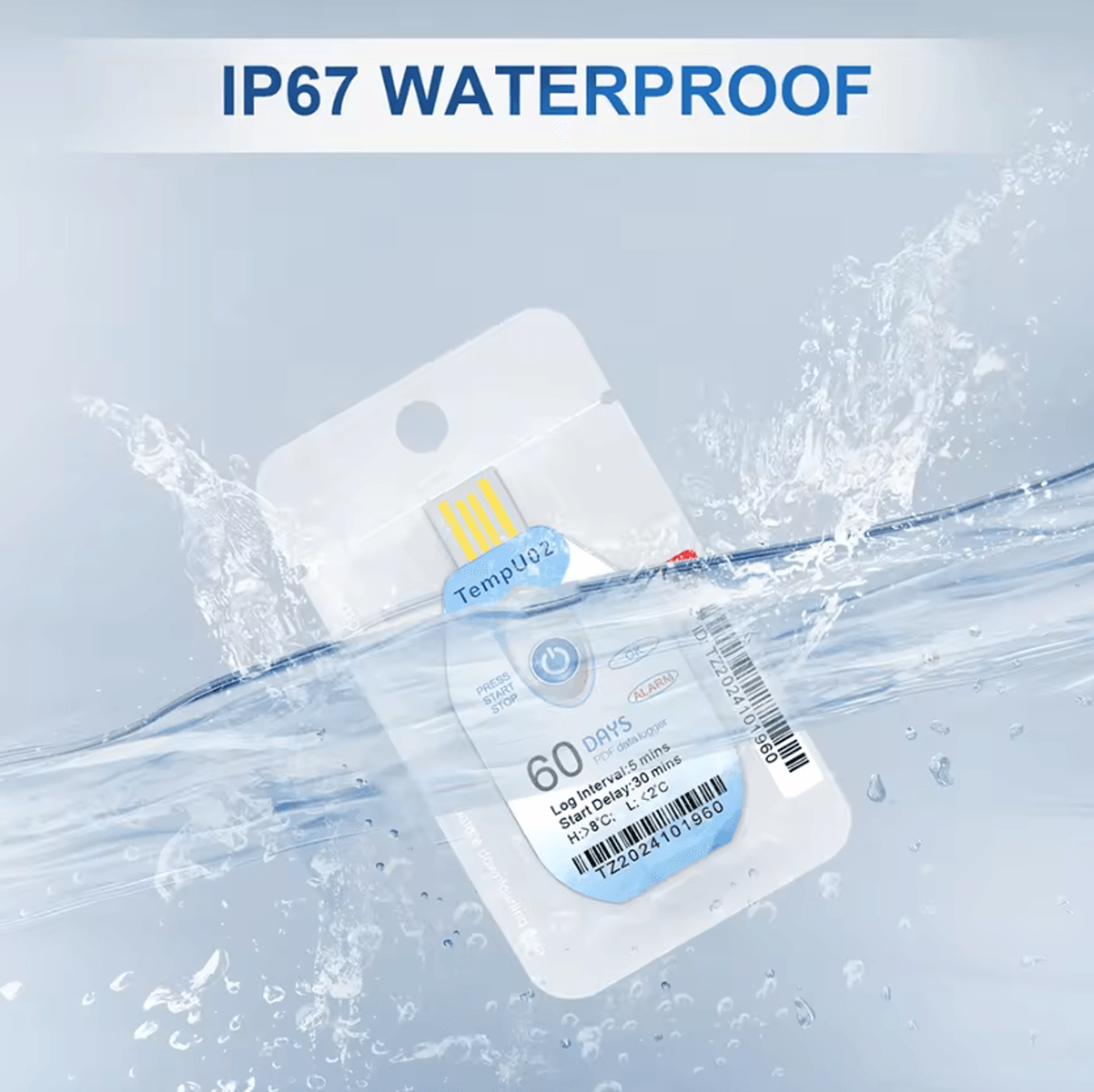 Disposable USB Cold Chain Temperature Data Logger With PDF Report 2