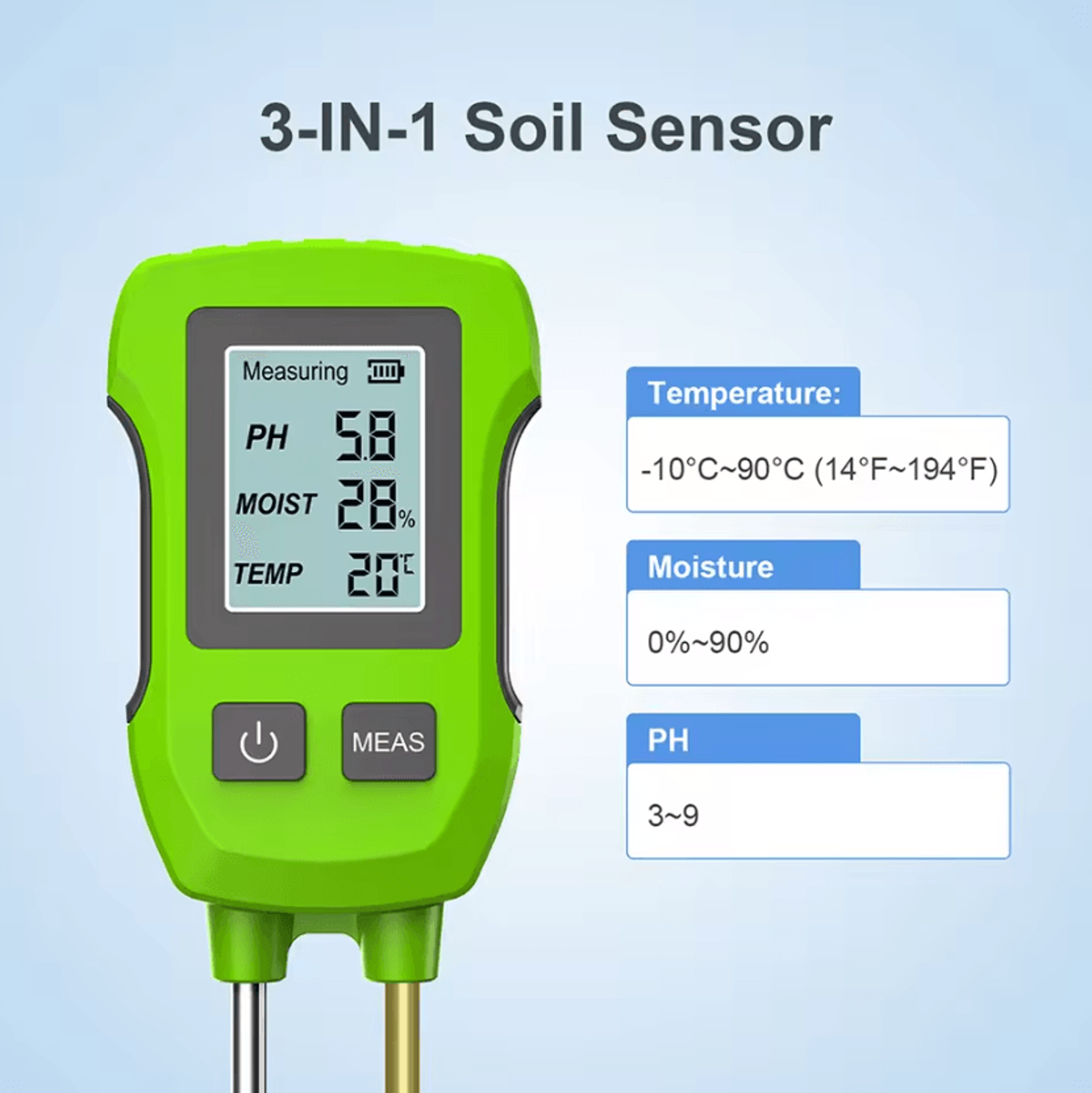 3 In 1 Digital Soil PH Moisture And Temperature Tester 3