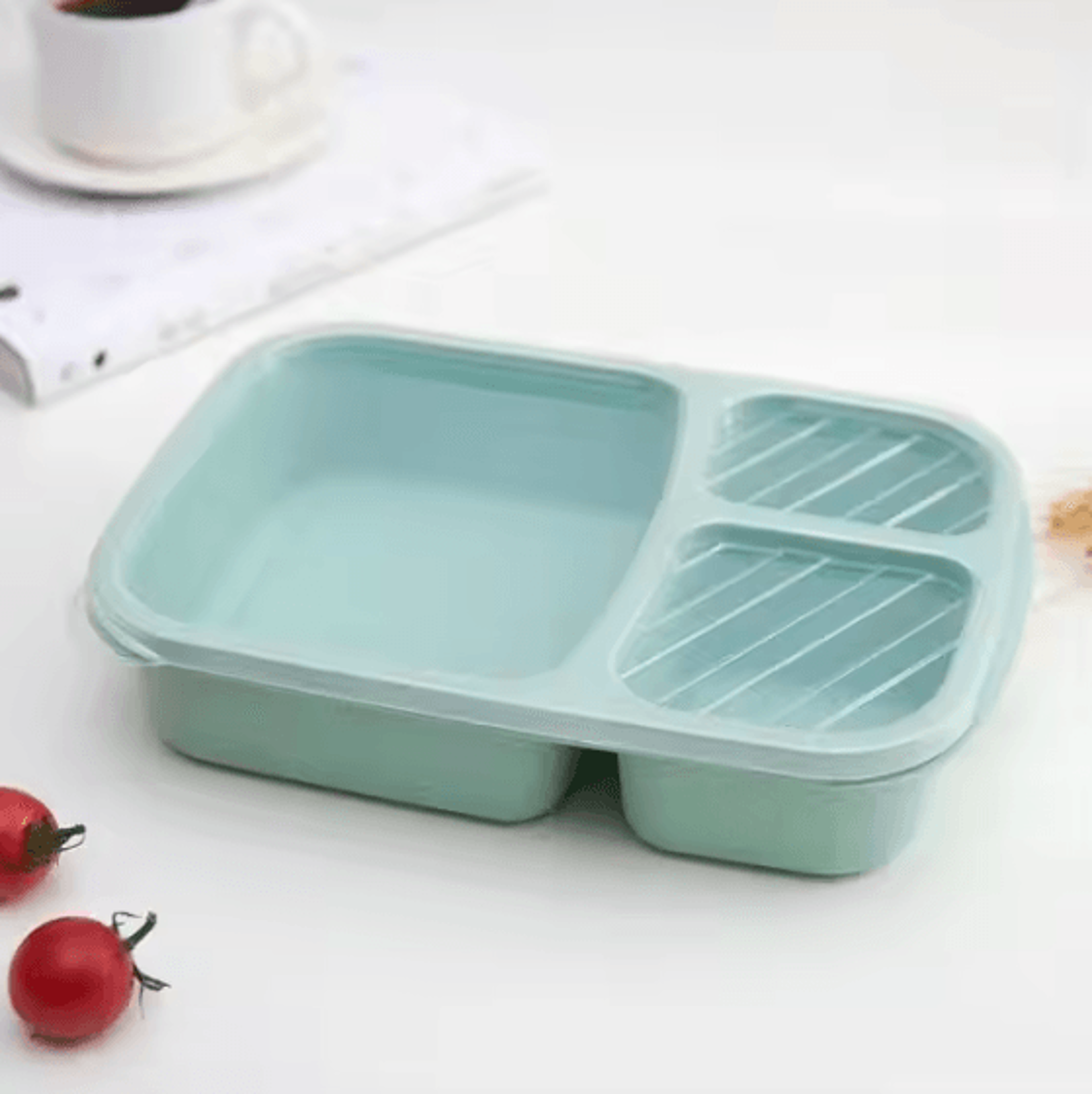 3 Compartment Wheat Straw Lunch Box With Lid 6