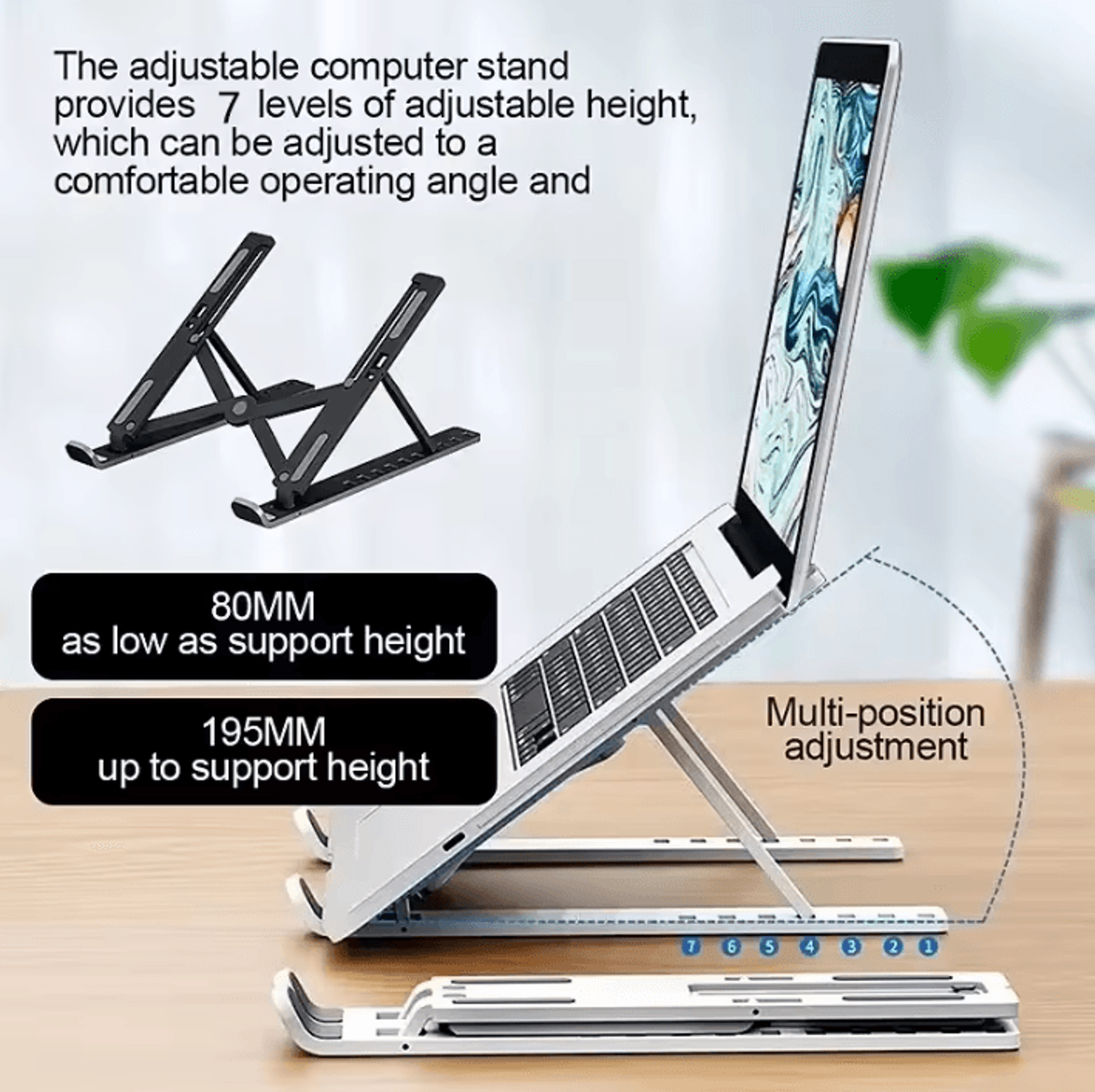 Foldable Laptop Stand Adjustable Cooling Support For Desk 3
