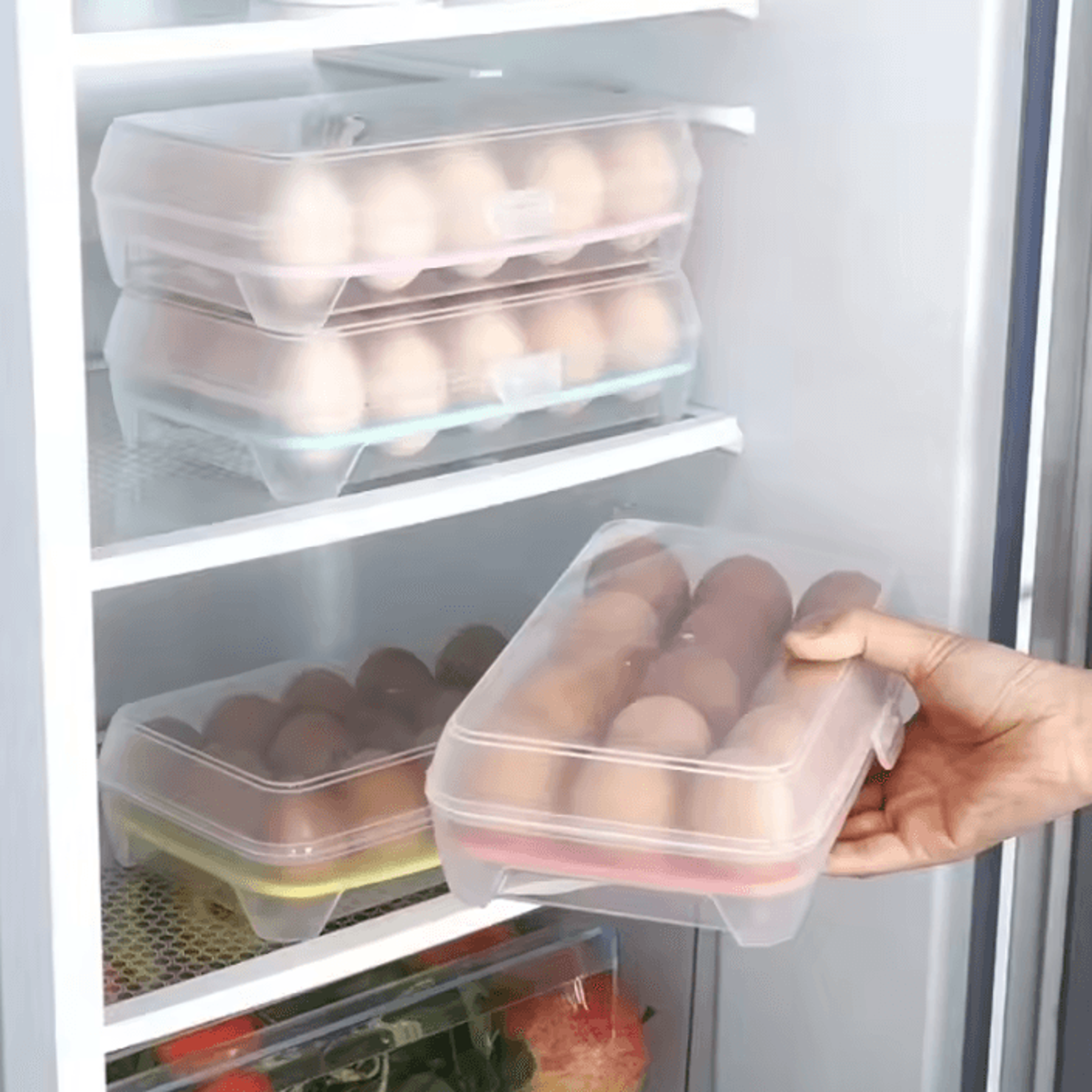Stackable Refrigerator Egg Storage Box With 6 Or 15 Grid Tray 0