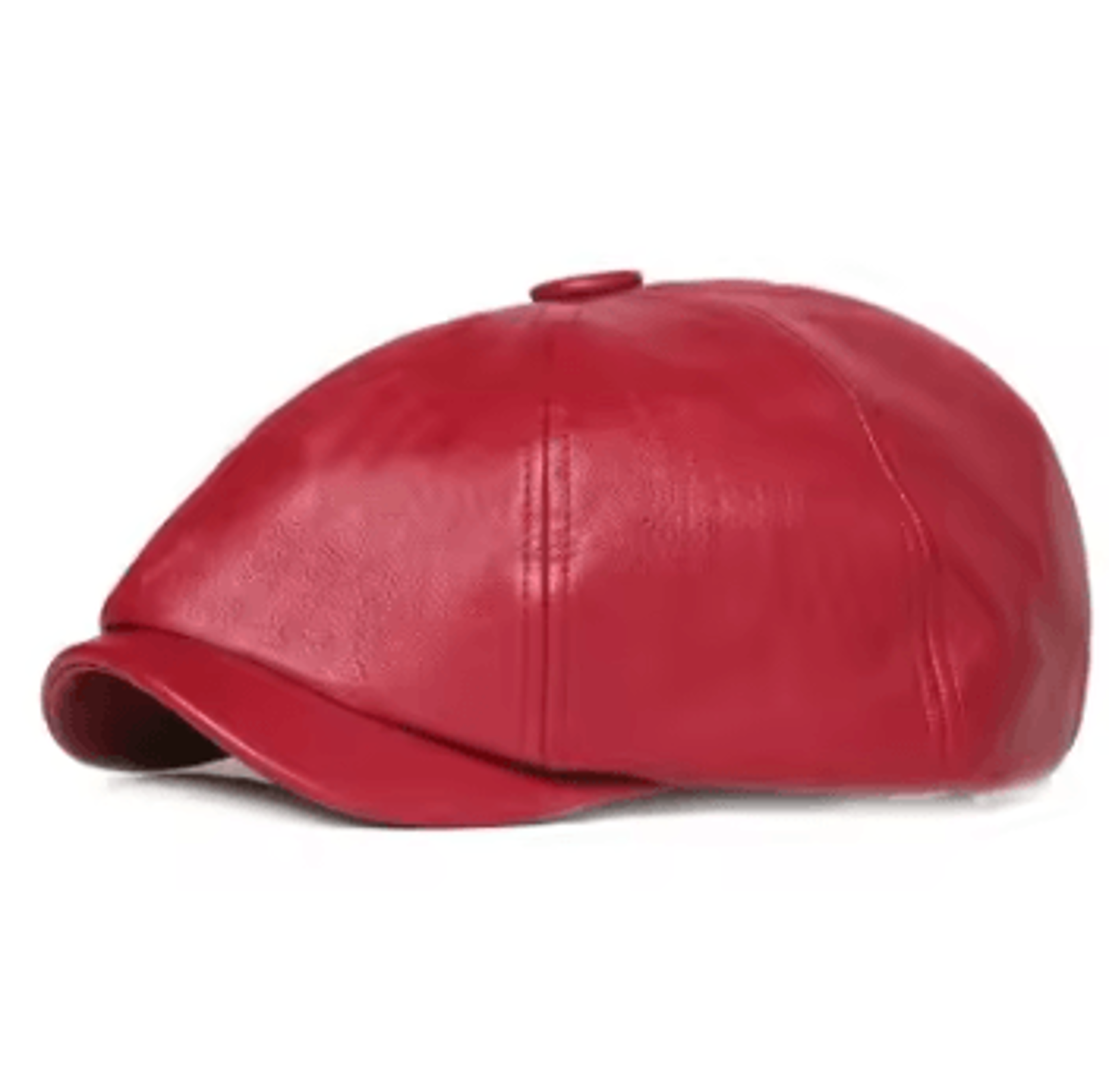 Retro PU Leather Octagonal Newsboy Beret Cap 2