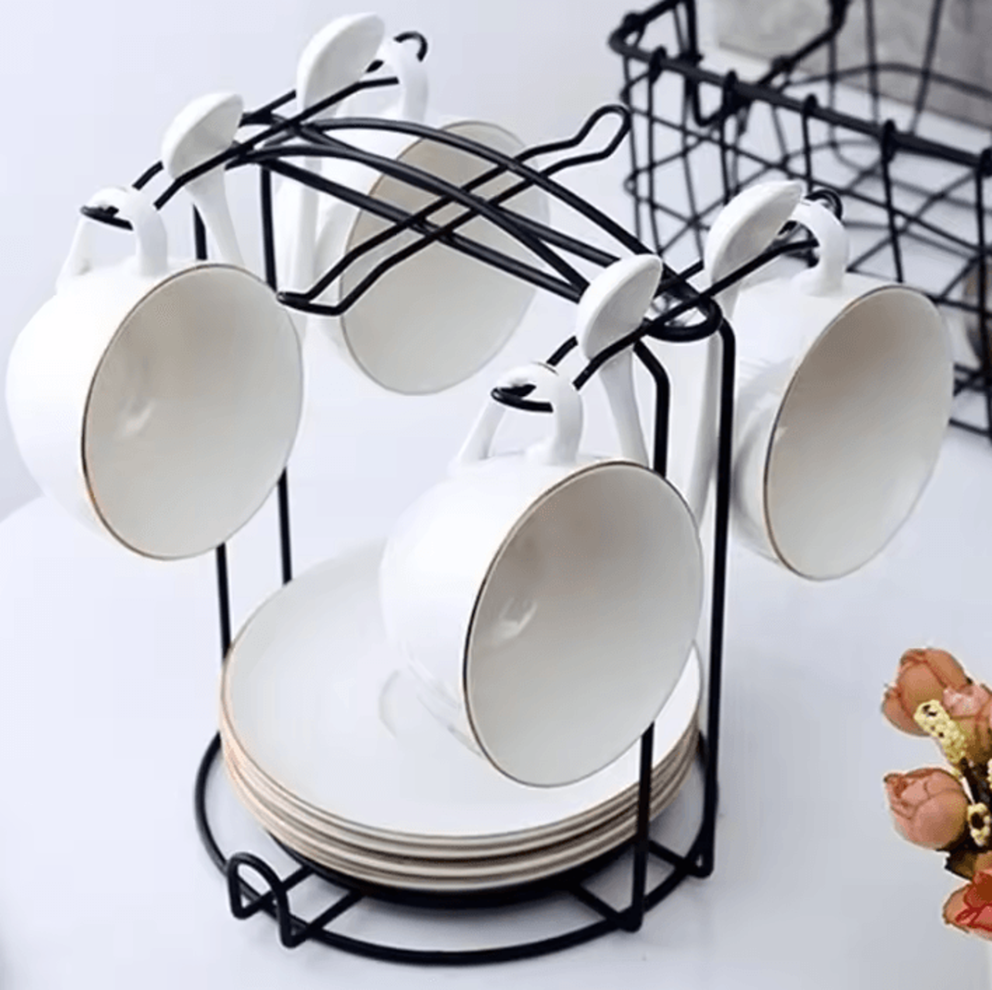 Iron Hanging Coffee Mug Storage Rack For Kitchen Counter 2