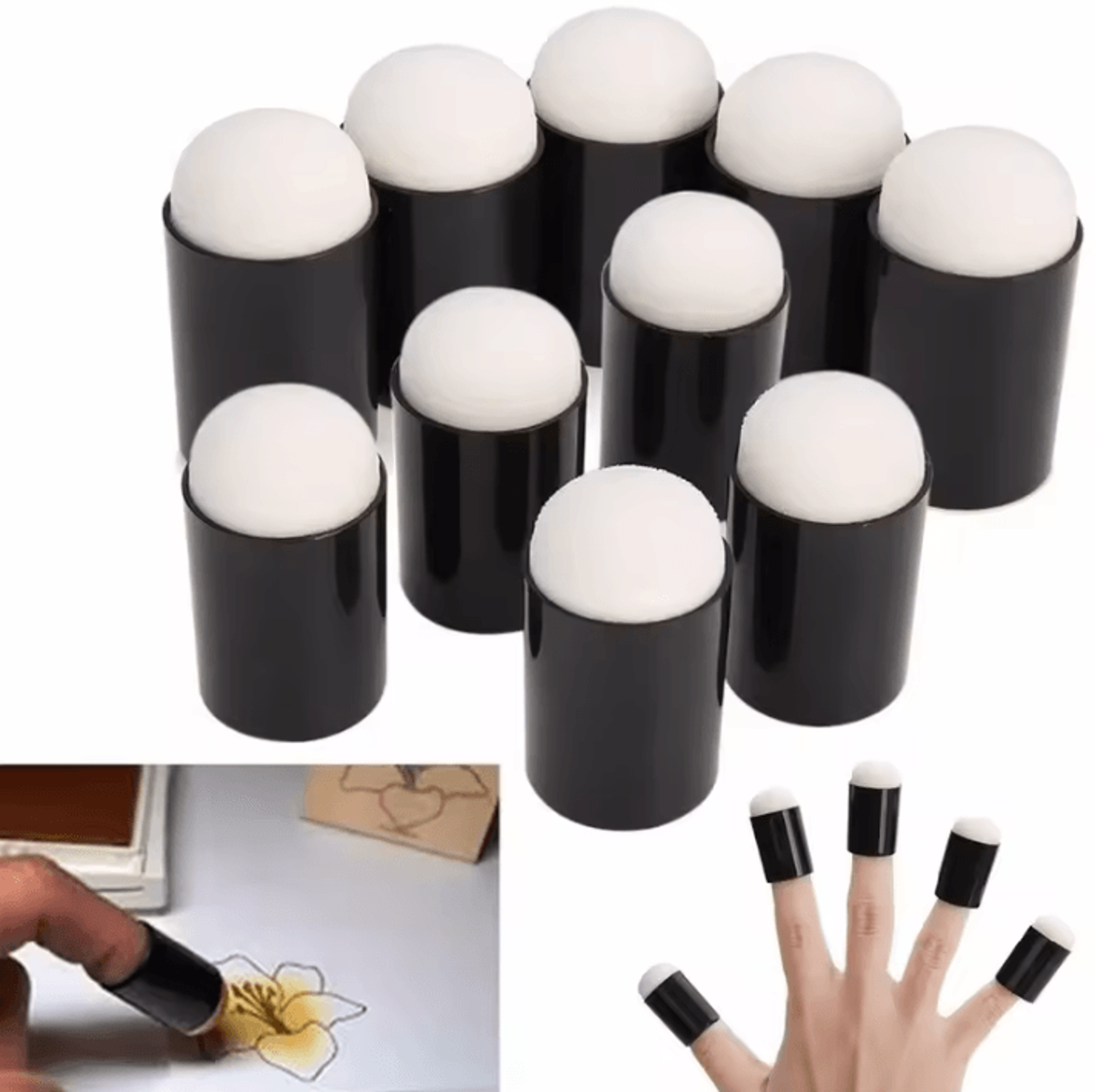 10 Piece Finger Sponge Daubers For Ink And Craft Painting 1