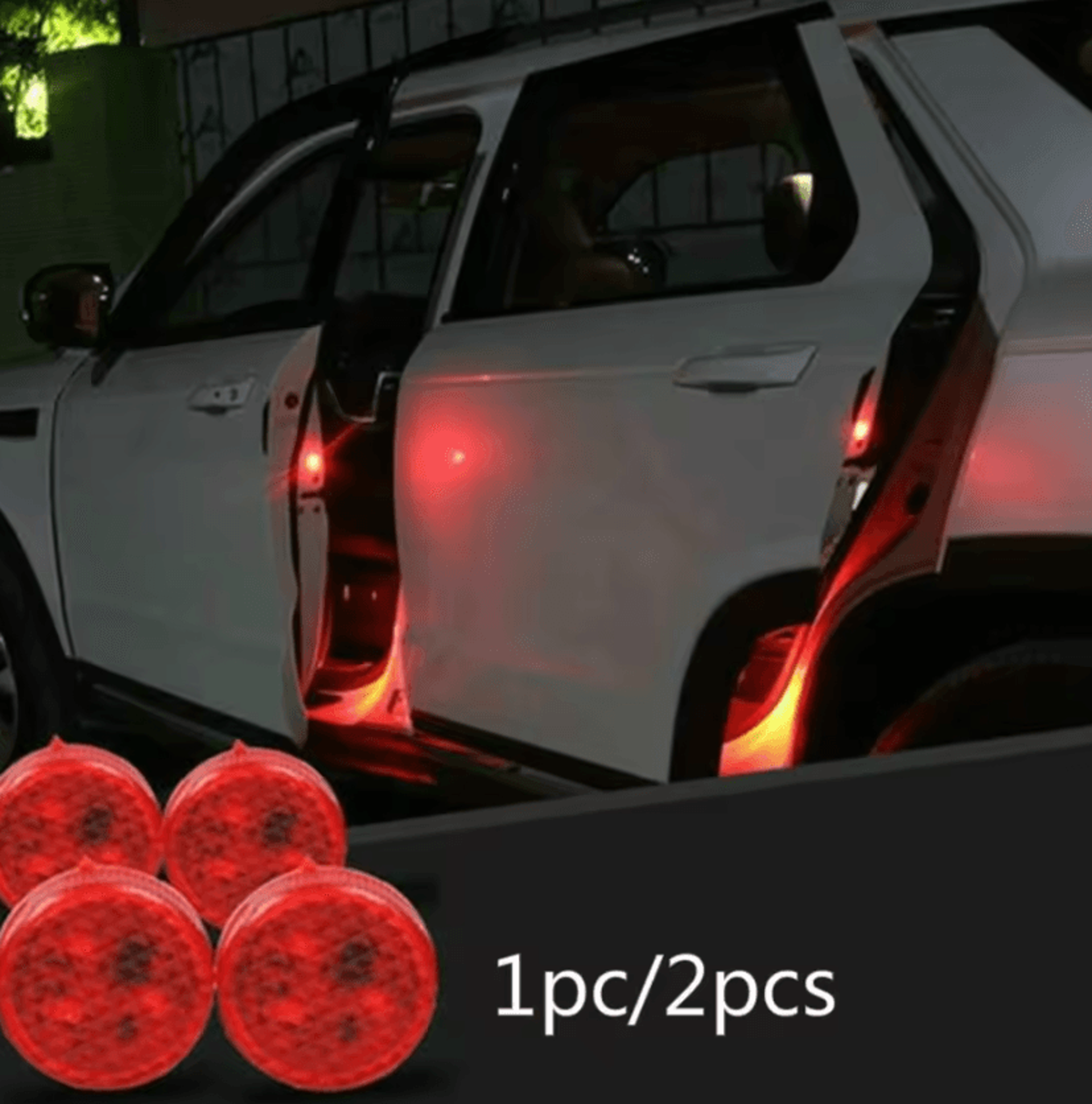 2 Piece Wireless Car Door Warning Strobe Lights 0
