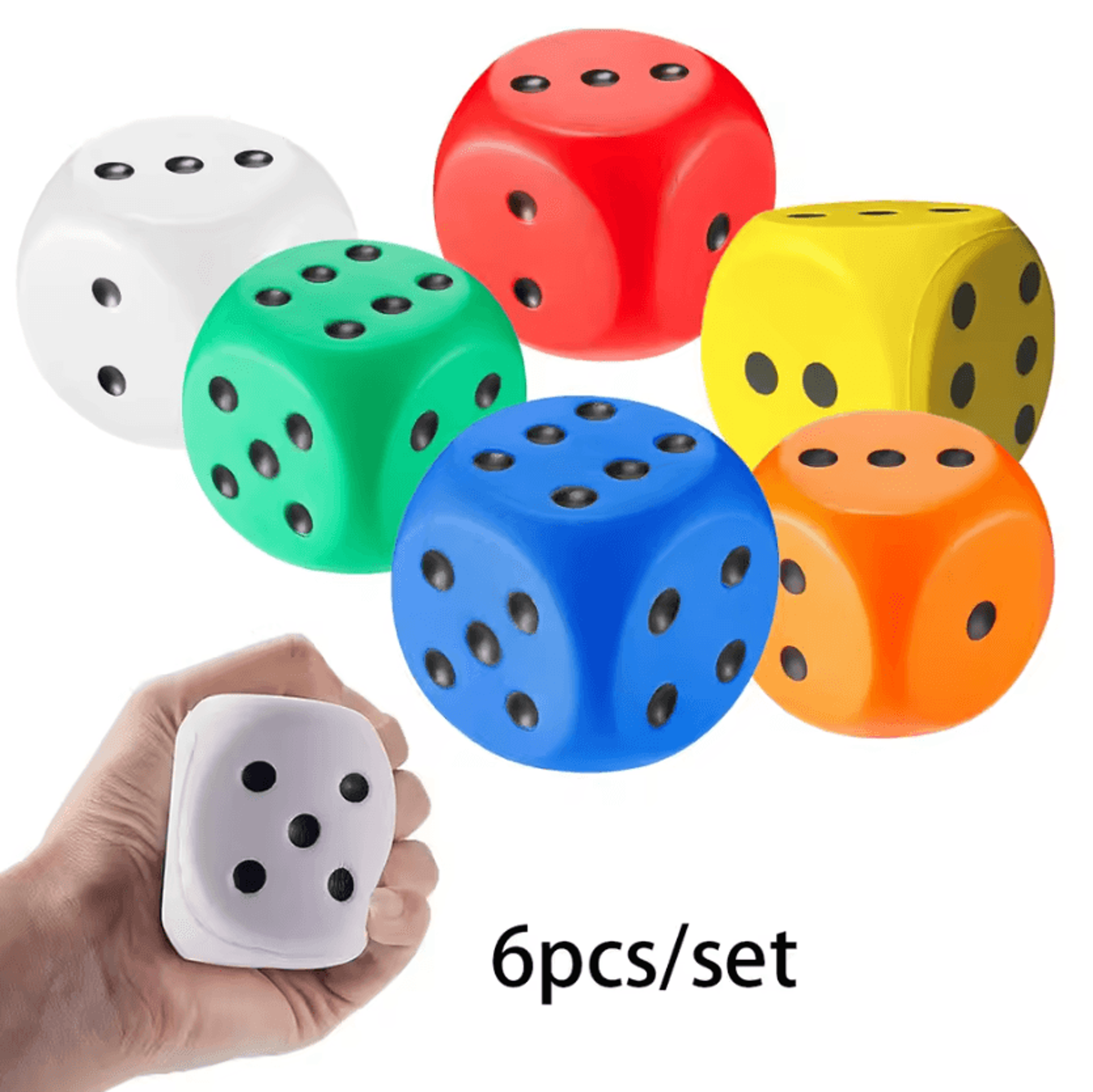 6 Or 12 Piece Jumbo Soft Foam Dice Set For Games And Learning 4