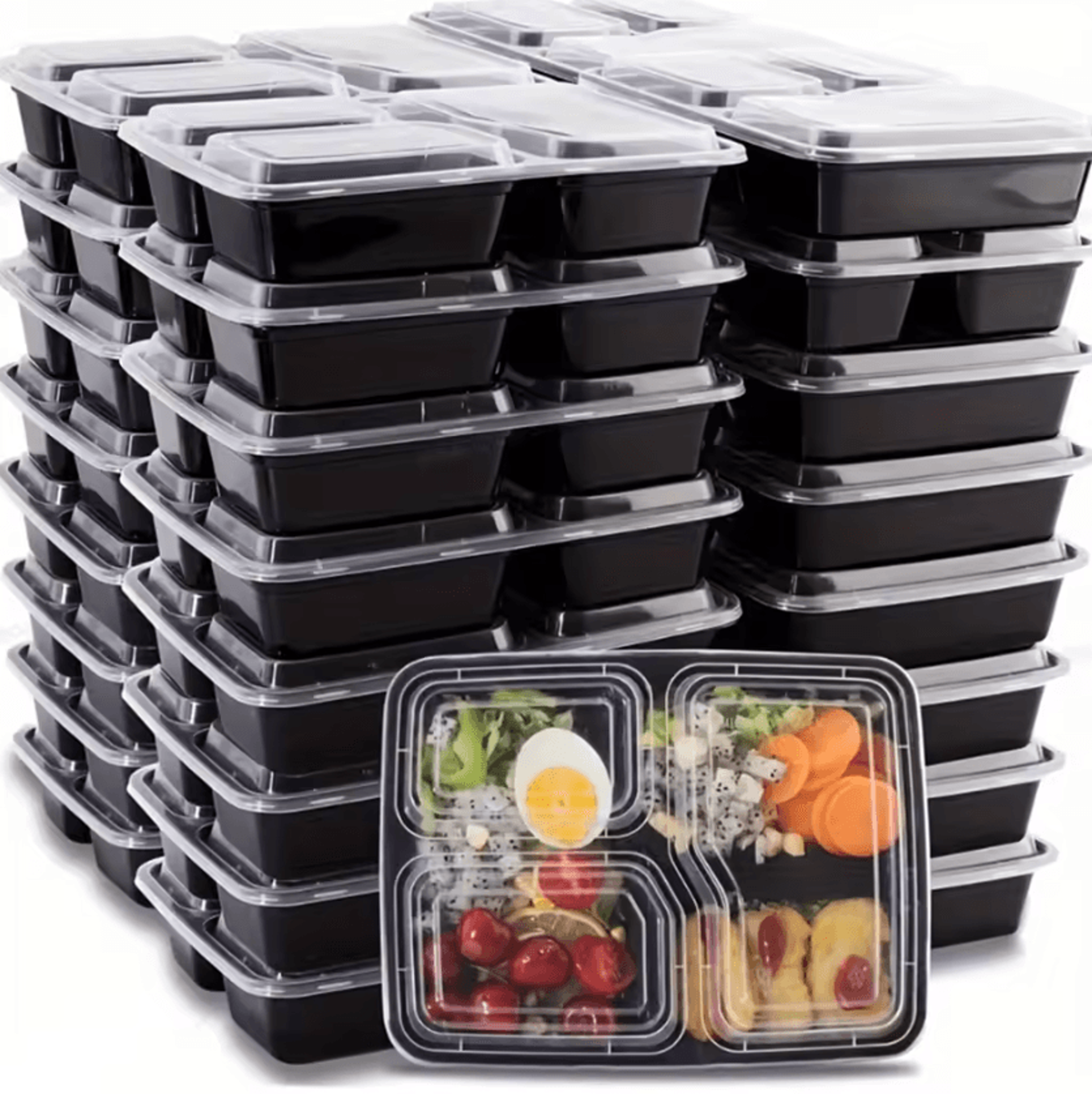10 Piece 3 Compartment Meal Prep Containers With Lids 0