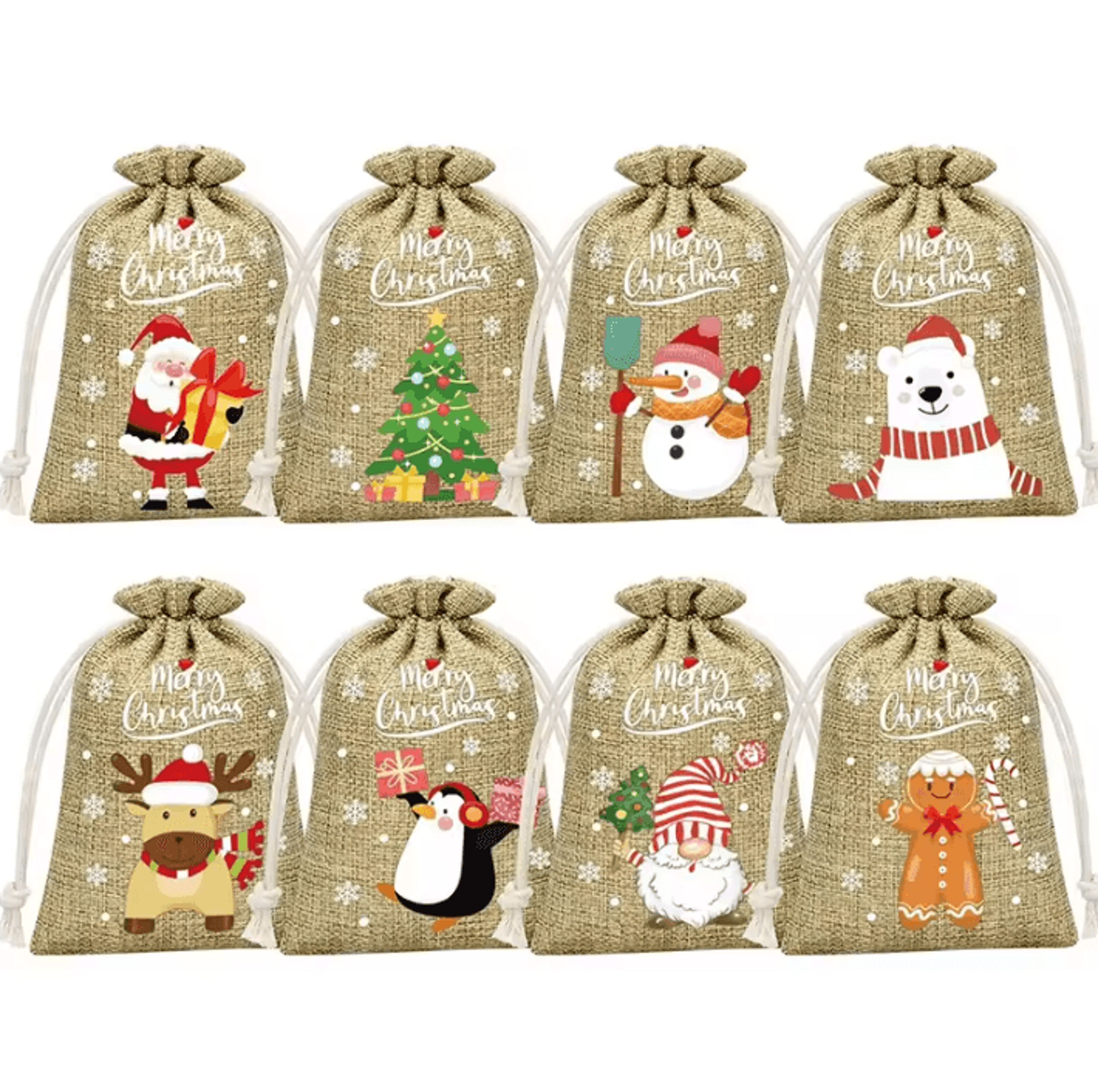 Christmas Burlap Drawstring Gift Bag For Candy And Presents 3