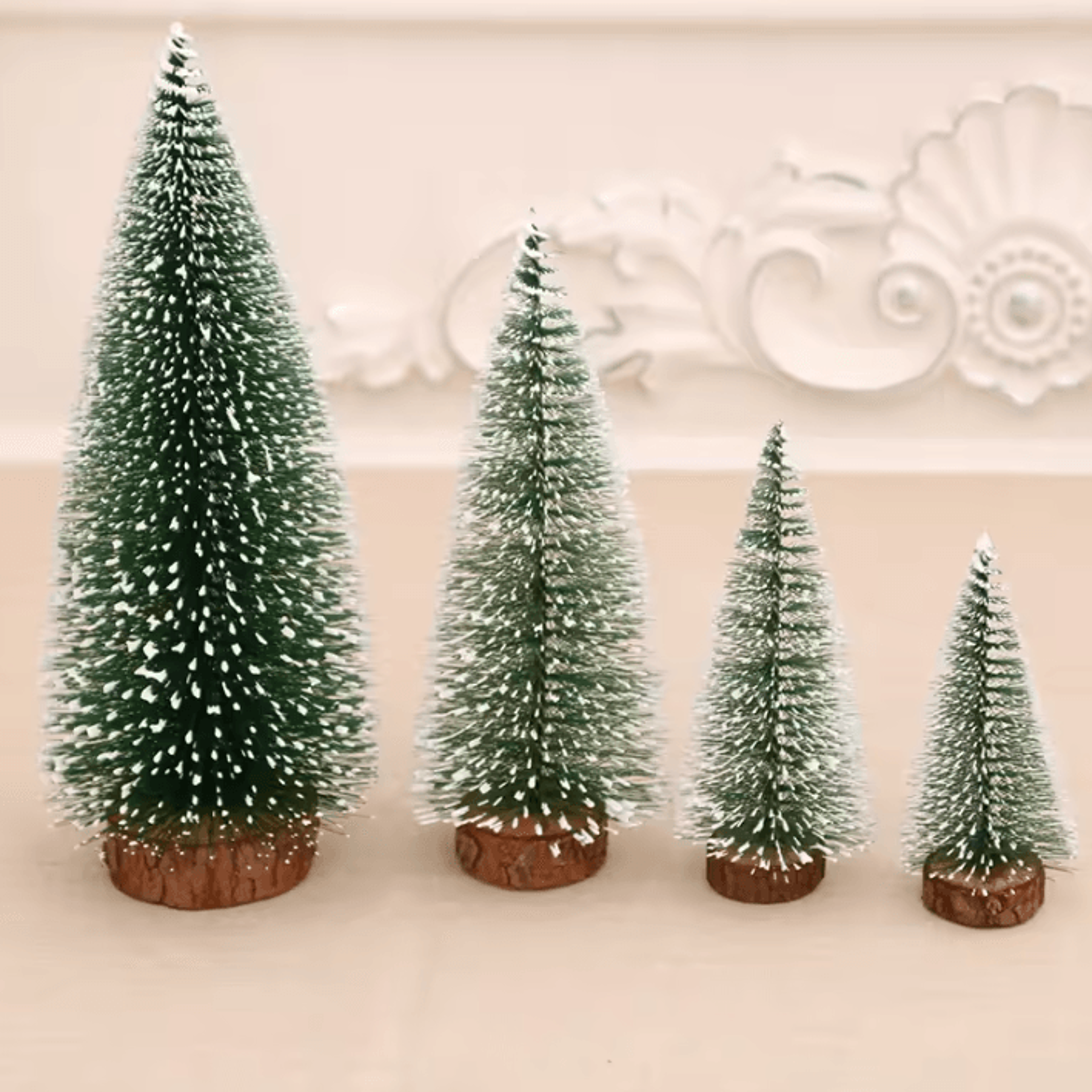 Mini Flocked Pine Christmas Tree With Wooden Base 1