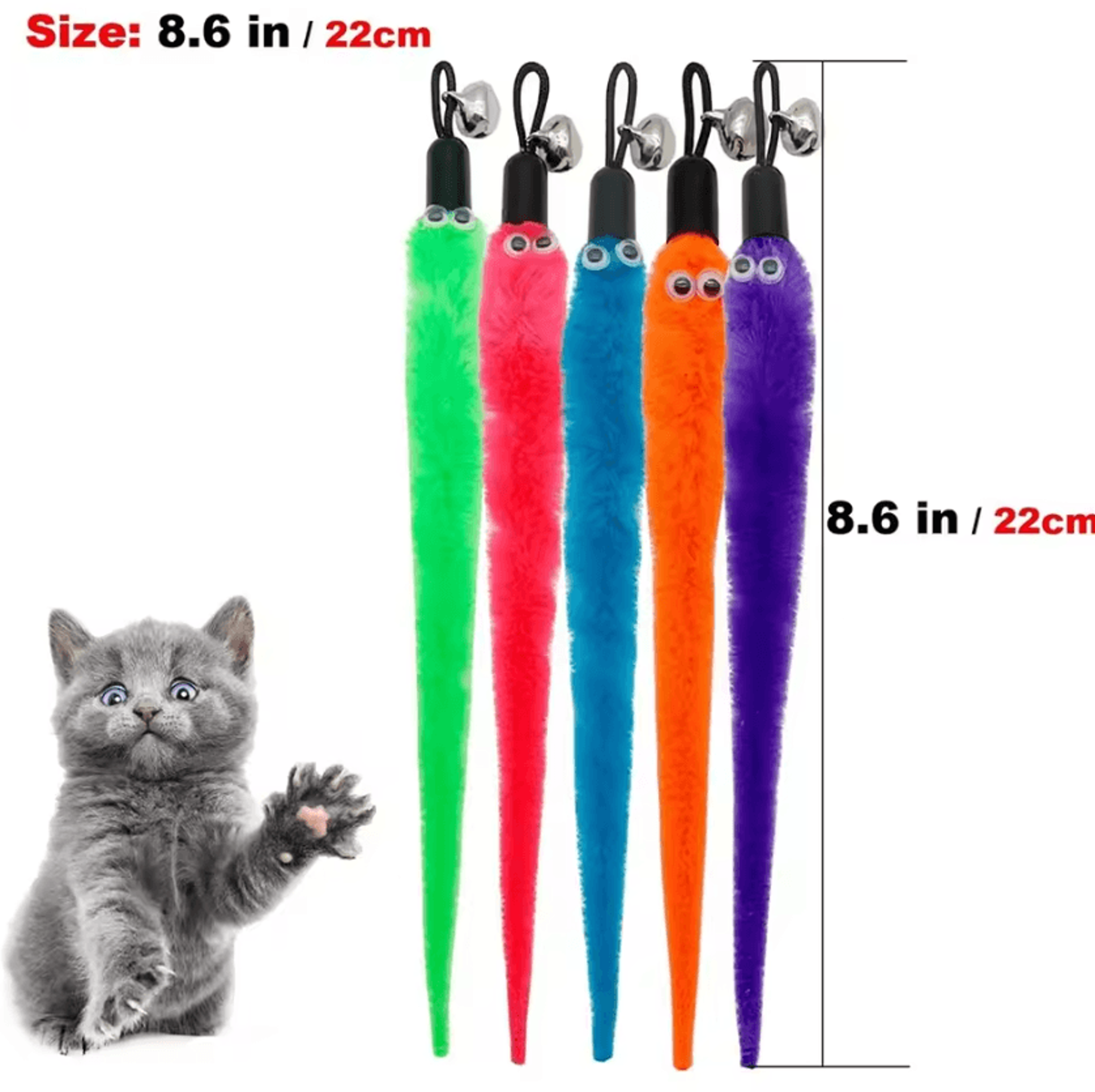 Goneko Worm Cat Wand Refills Interactive Replacement Cat Toy Attachments 1