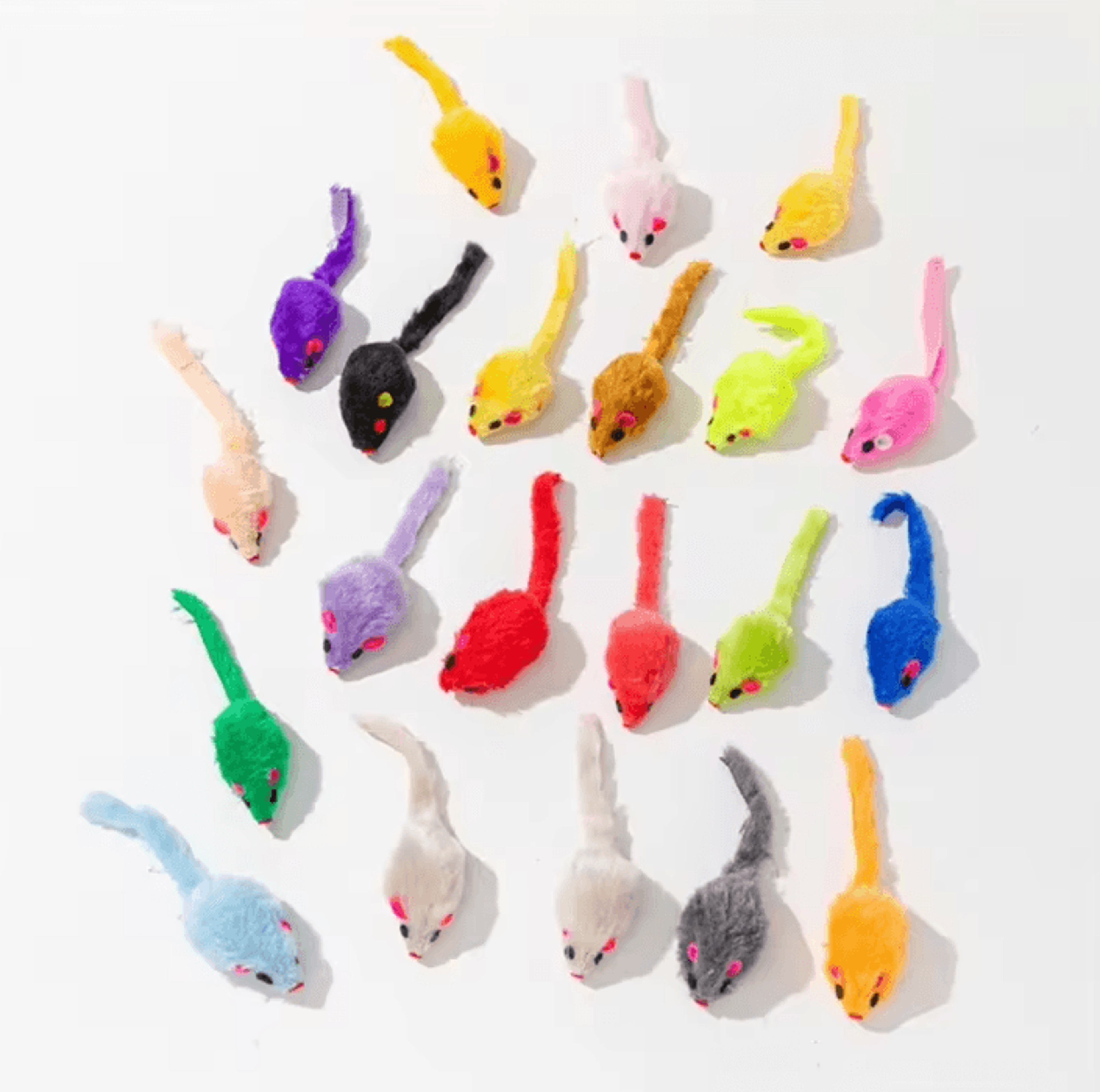 5Pcs 10Pcs Plush Rainbow Mouse Cat Toys For Indoor Kittens 4