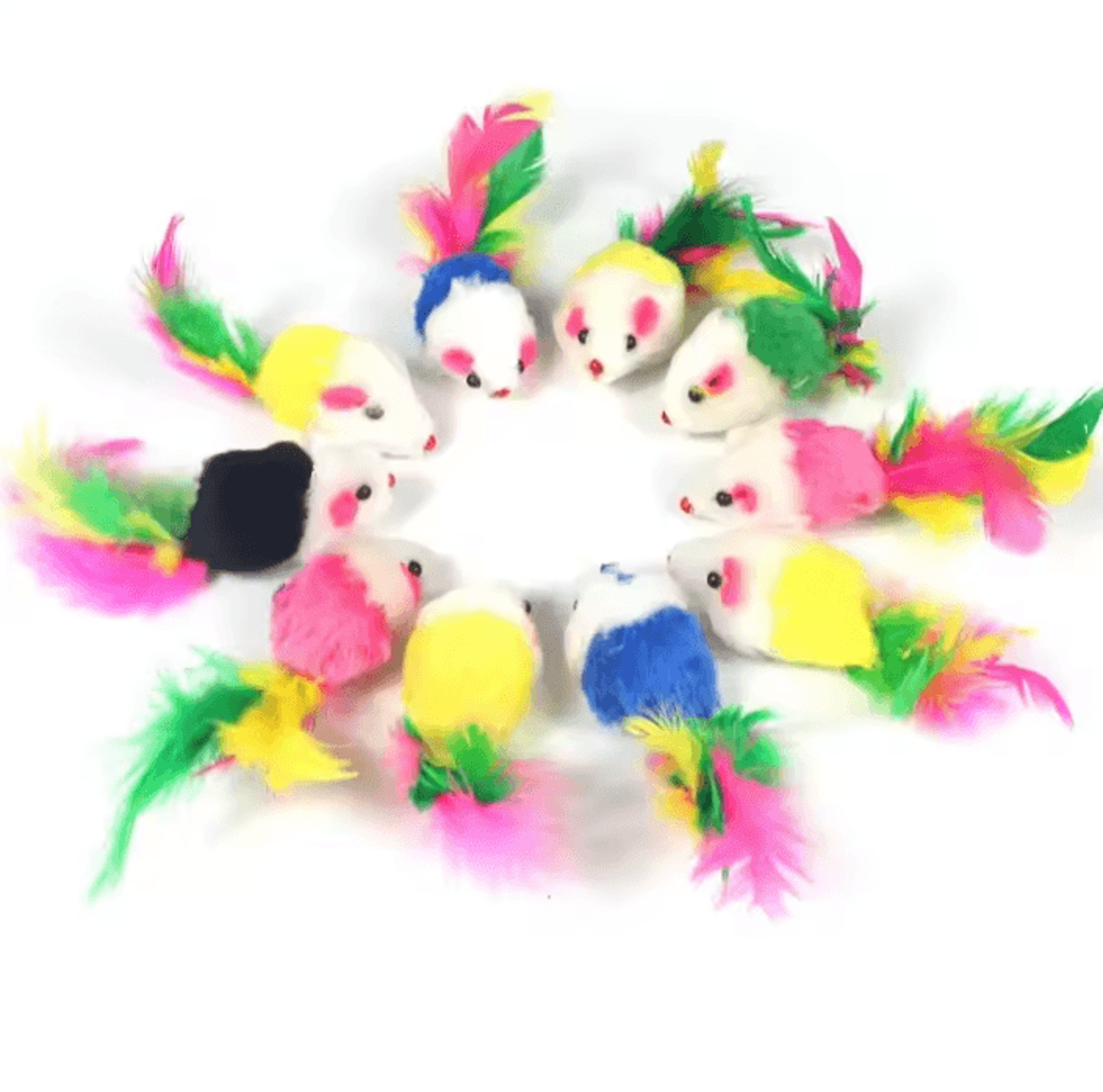 5Pcs 10Pcs Plush Rainbow Mouse Cat Toys For Indoor Kittens 3