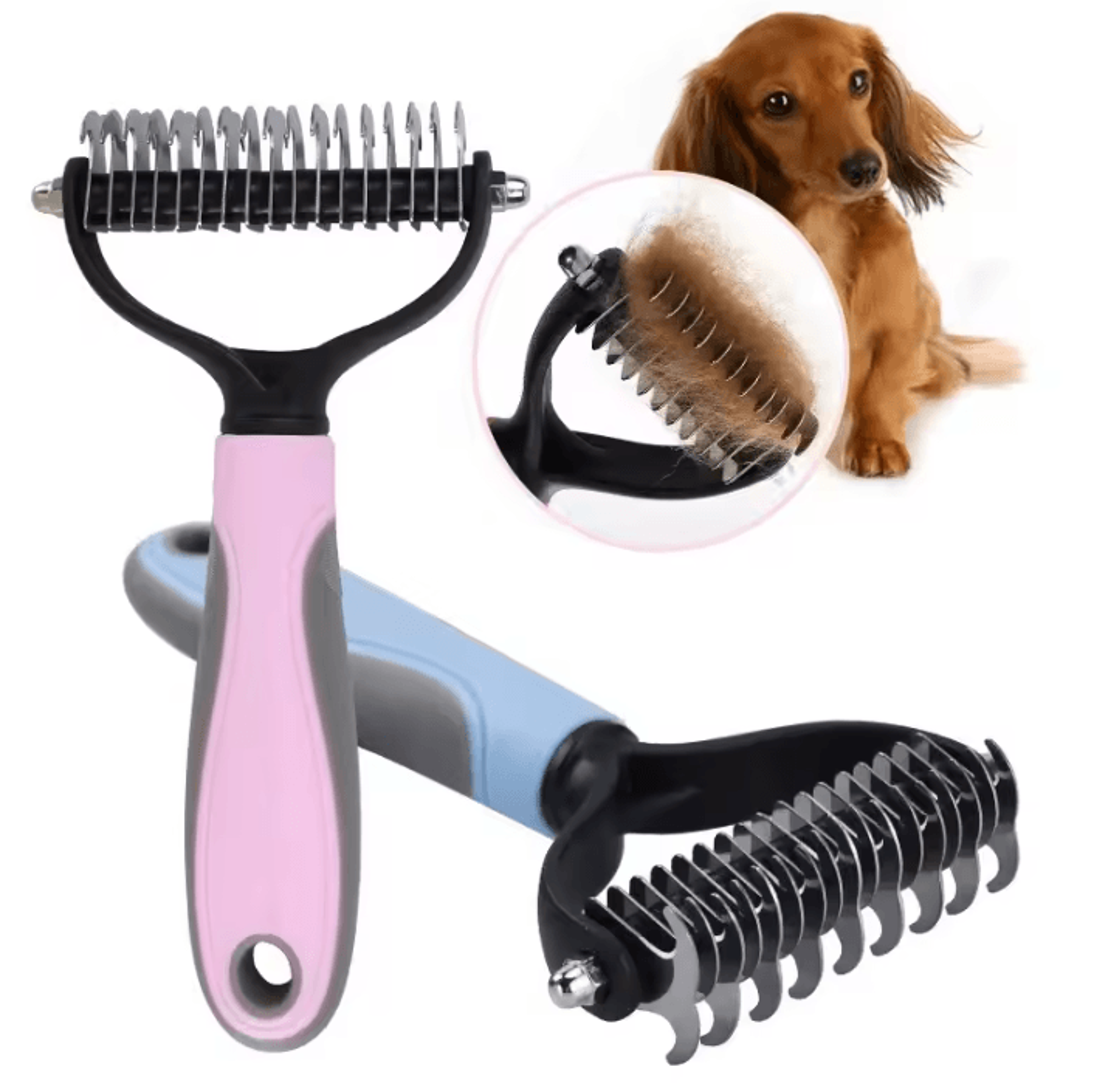 Professional DoubleSided Pet Deshedding Brush And Dematting Comb 1