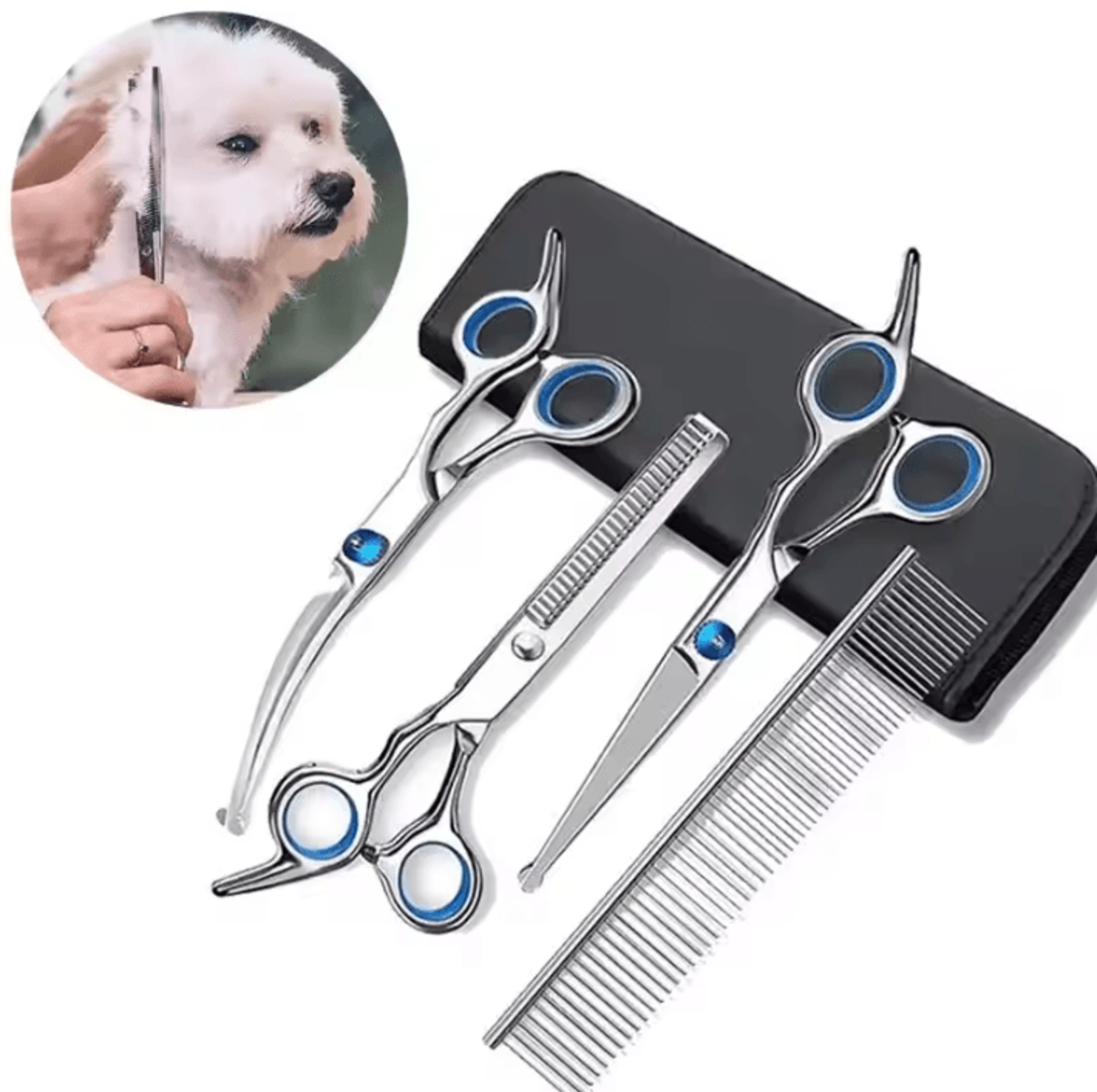 4Pcs Stainless Steel Dog Grooming Scissors Set With Rounded Tips 1