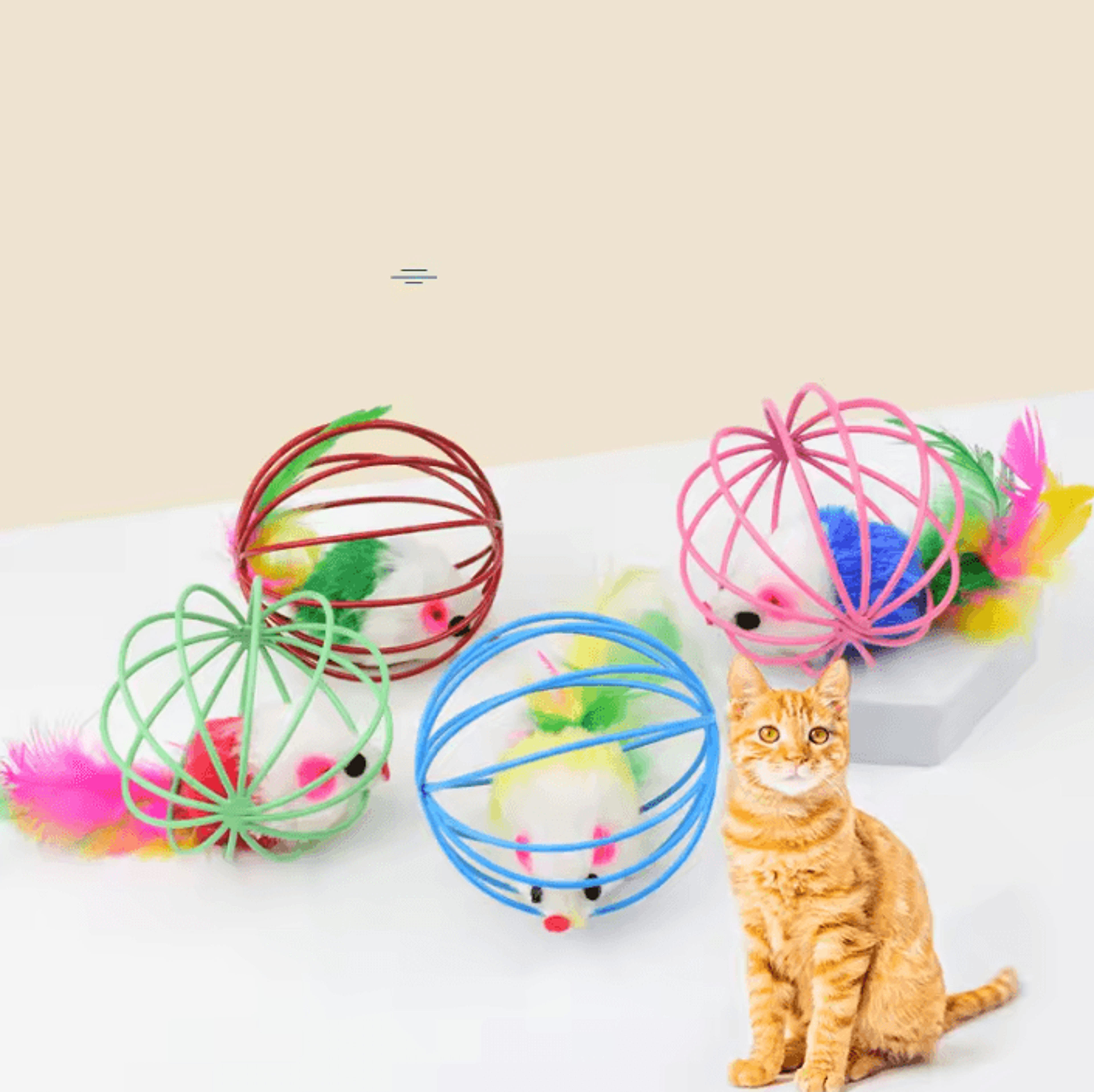 Colorful Mouse In Cage Interactive Chase Cat Toy 1