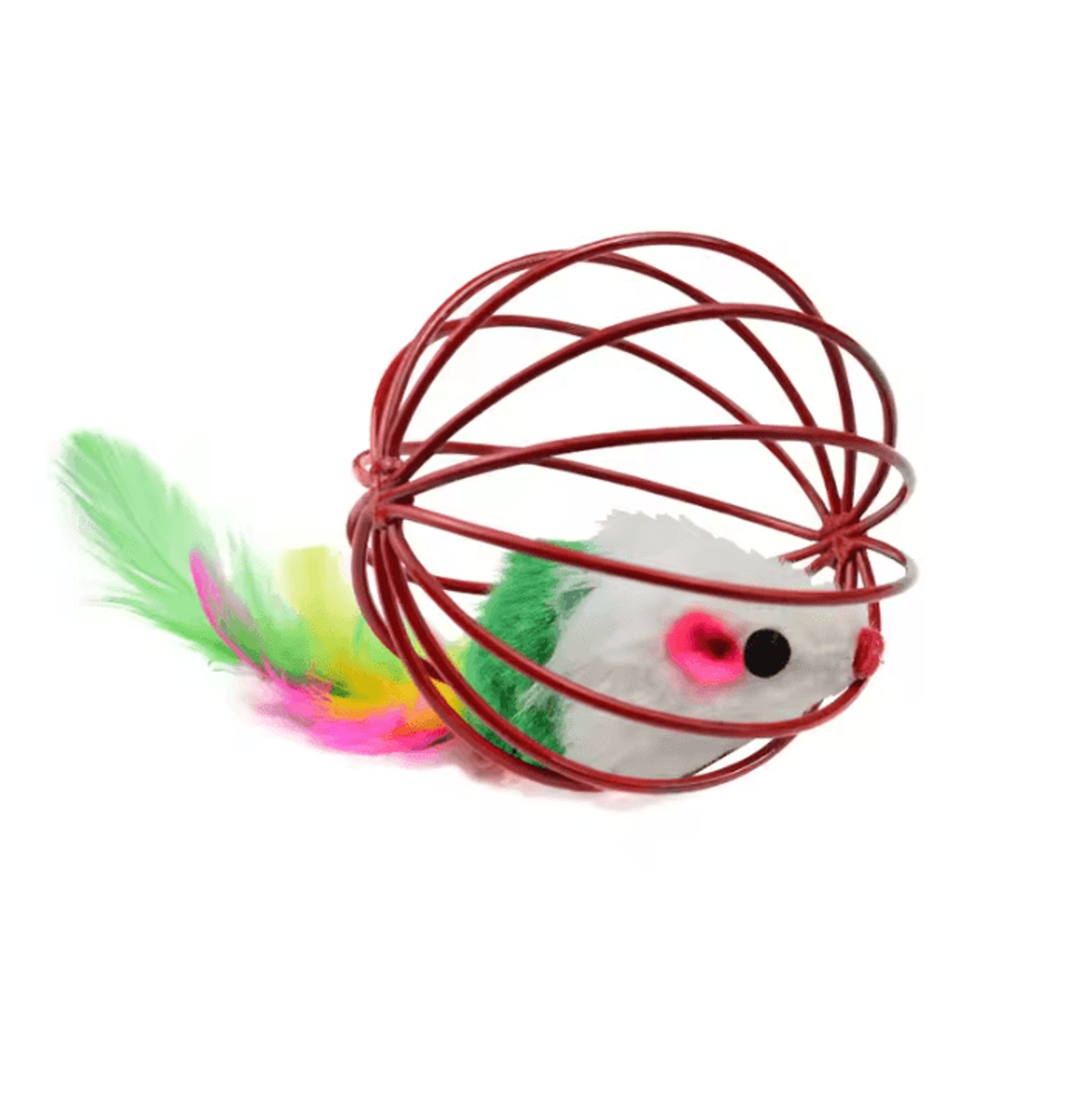 Colorful Mouse In Cage Interactive Chase Cat Toy 2