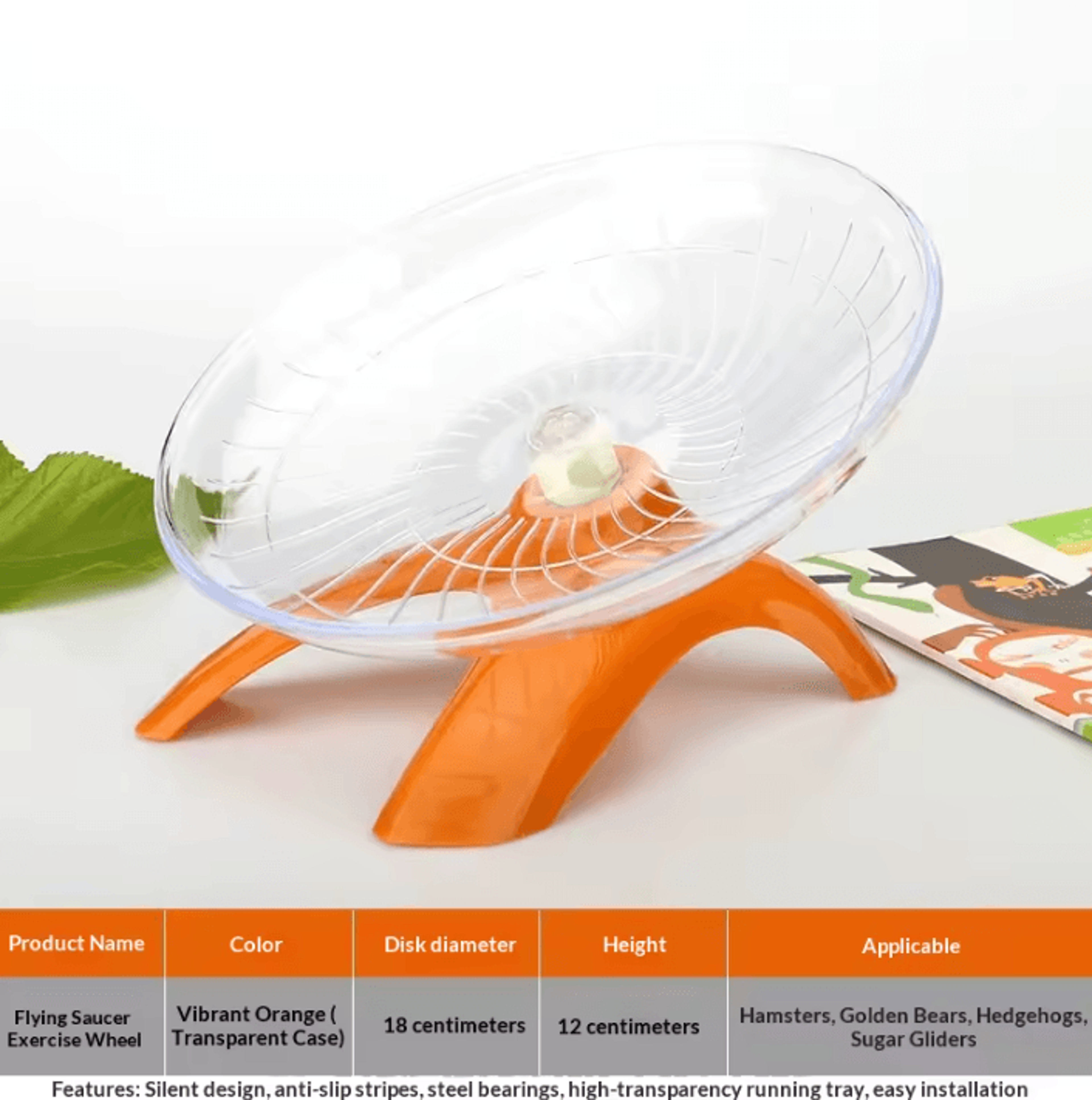 Silent Transparent Hamster Running Disc Exercise Wheel 12