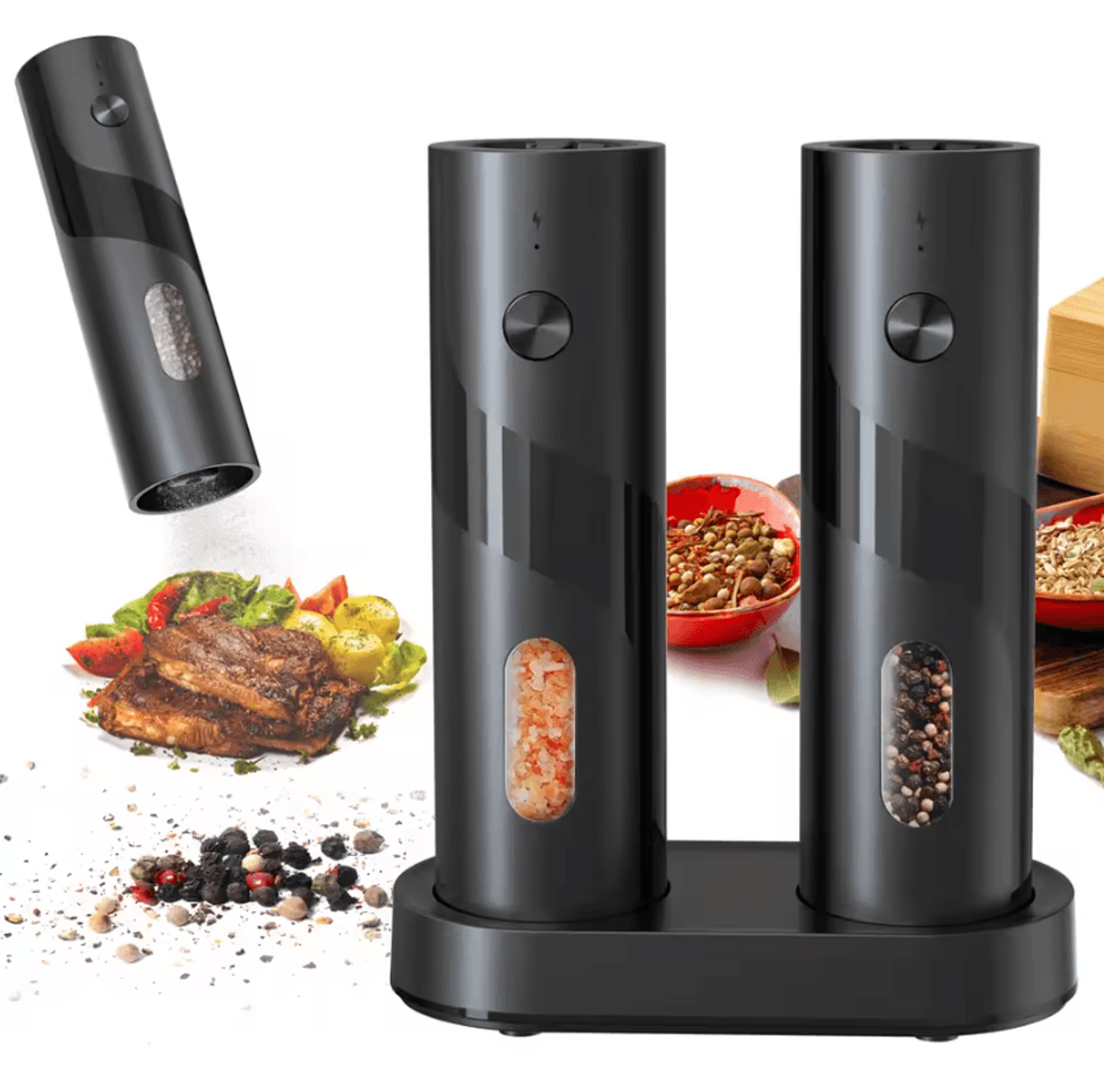 OneTouch LED Salt And Pepper Mill With Custom Grind Control 0