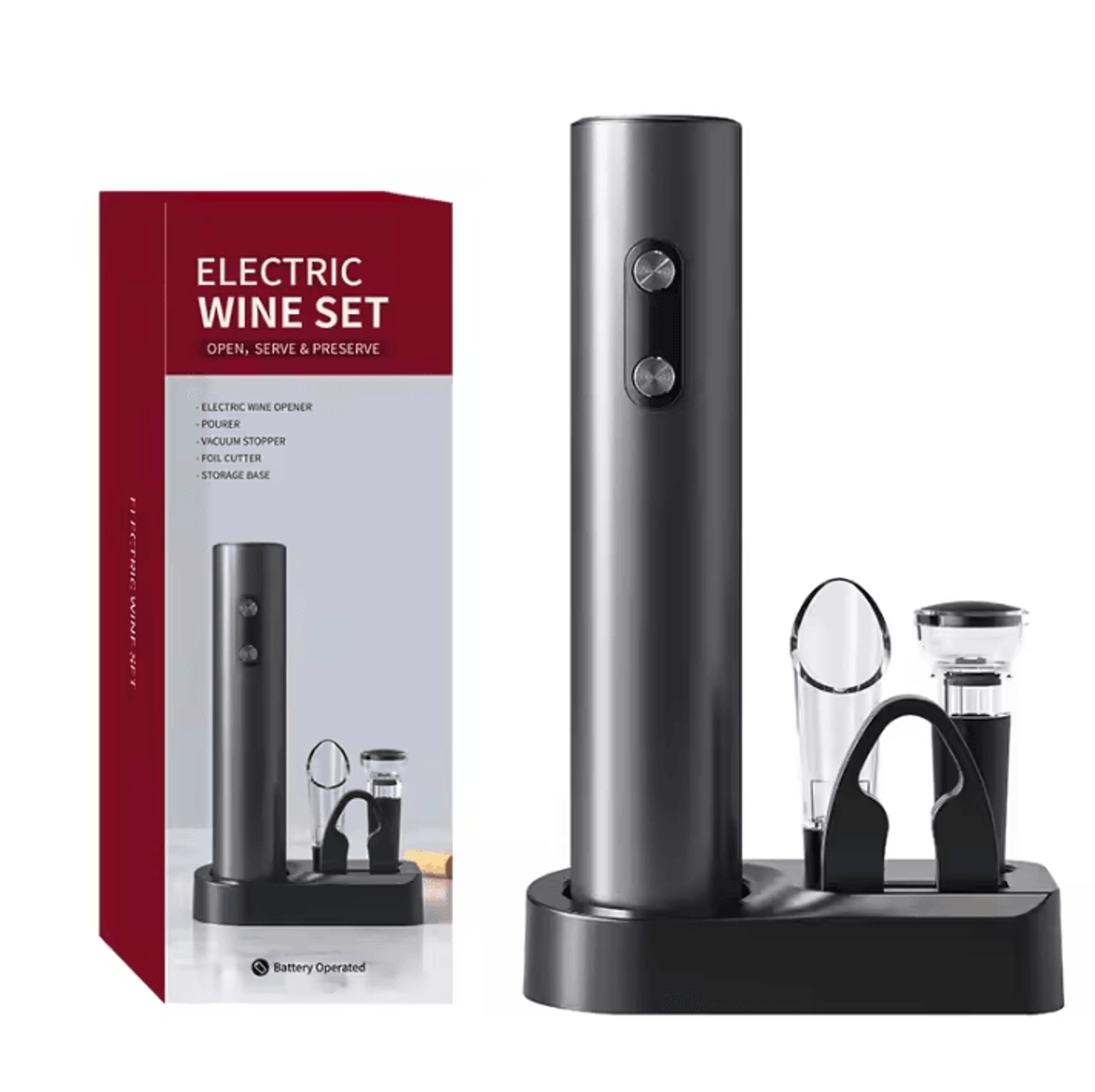 VinoEase Automatic Wine Opener Set With Pourer And Stopper 6