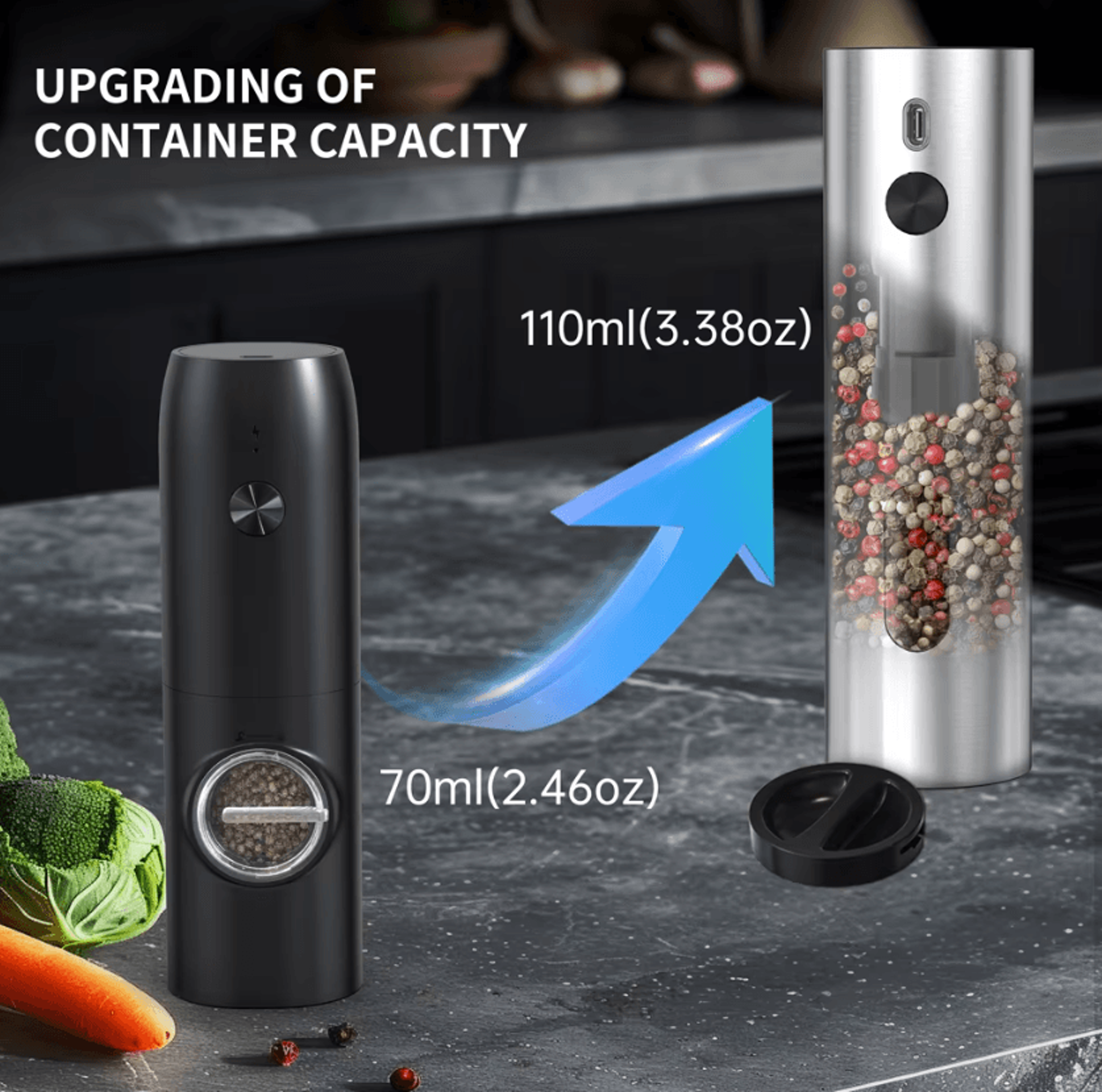 GrindGlow Rechargeable LED Spice Mill With Adjustable Coarseness 3
