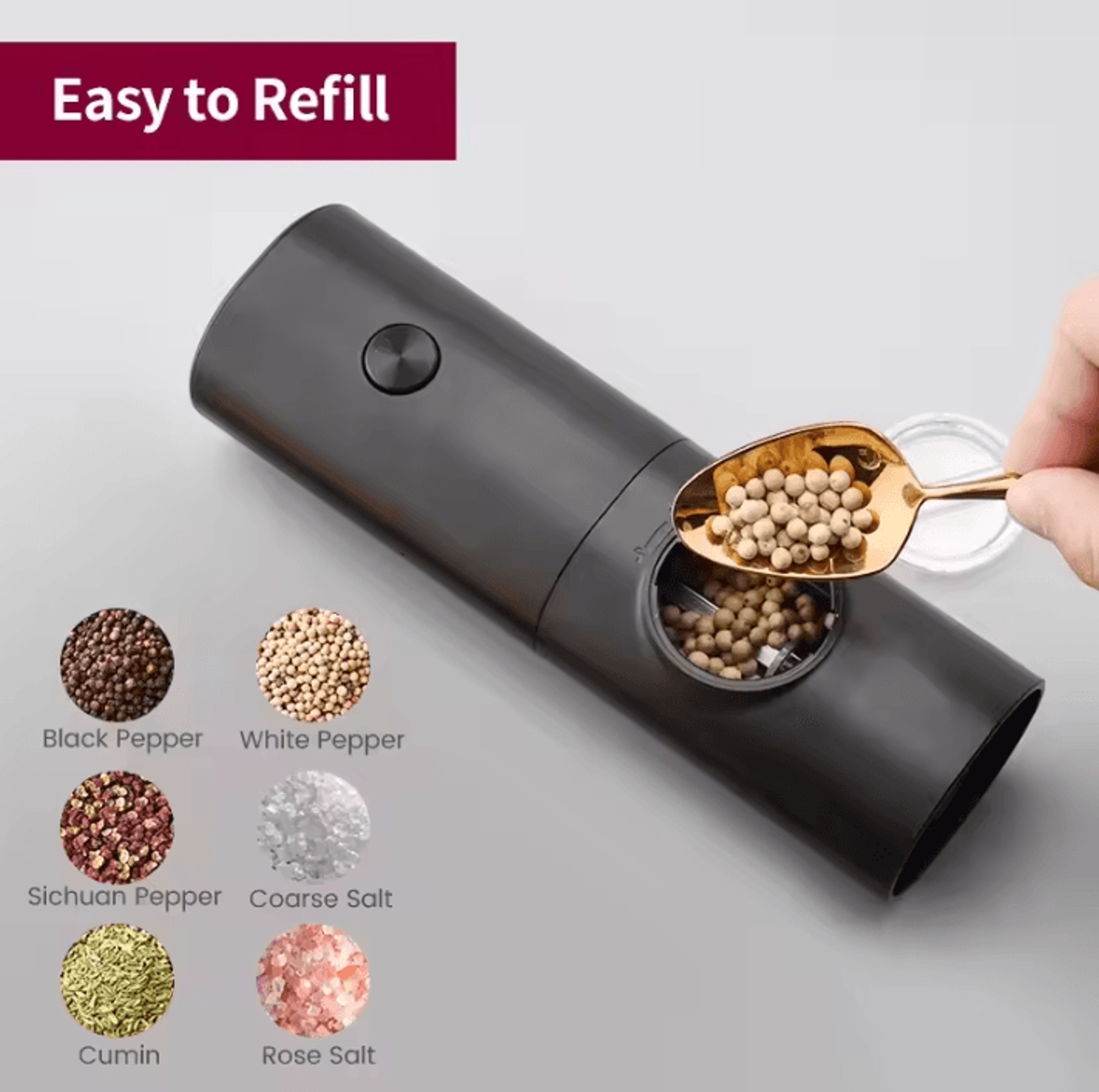 DuoSeason Automatic Salt And Pepper Grinder Set With LED Light 1