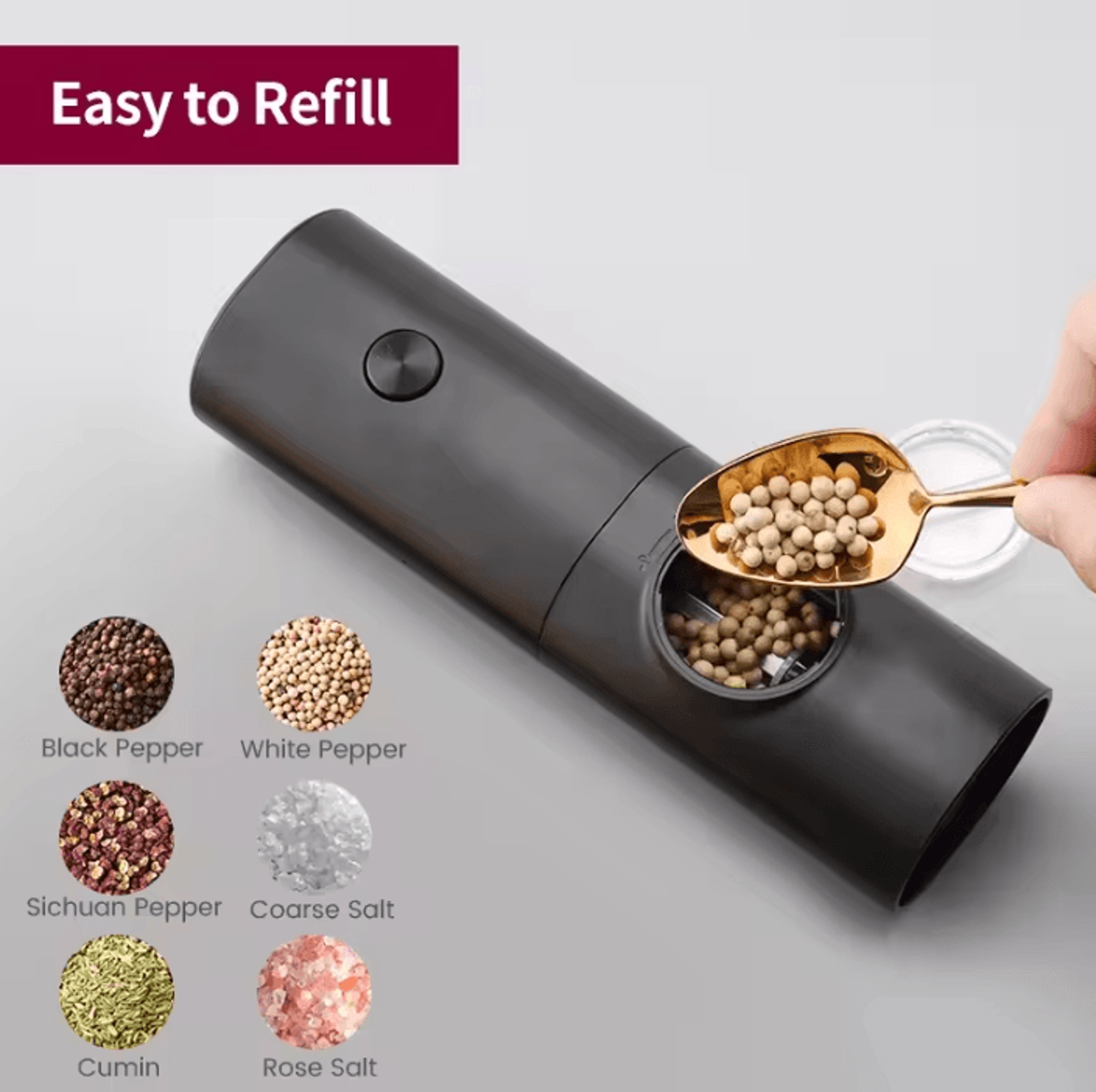 SeasonSpark Automatic Salt And Pepper Mill Set With Adjustable Grind 1