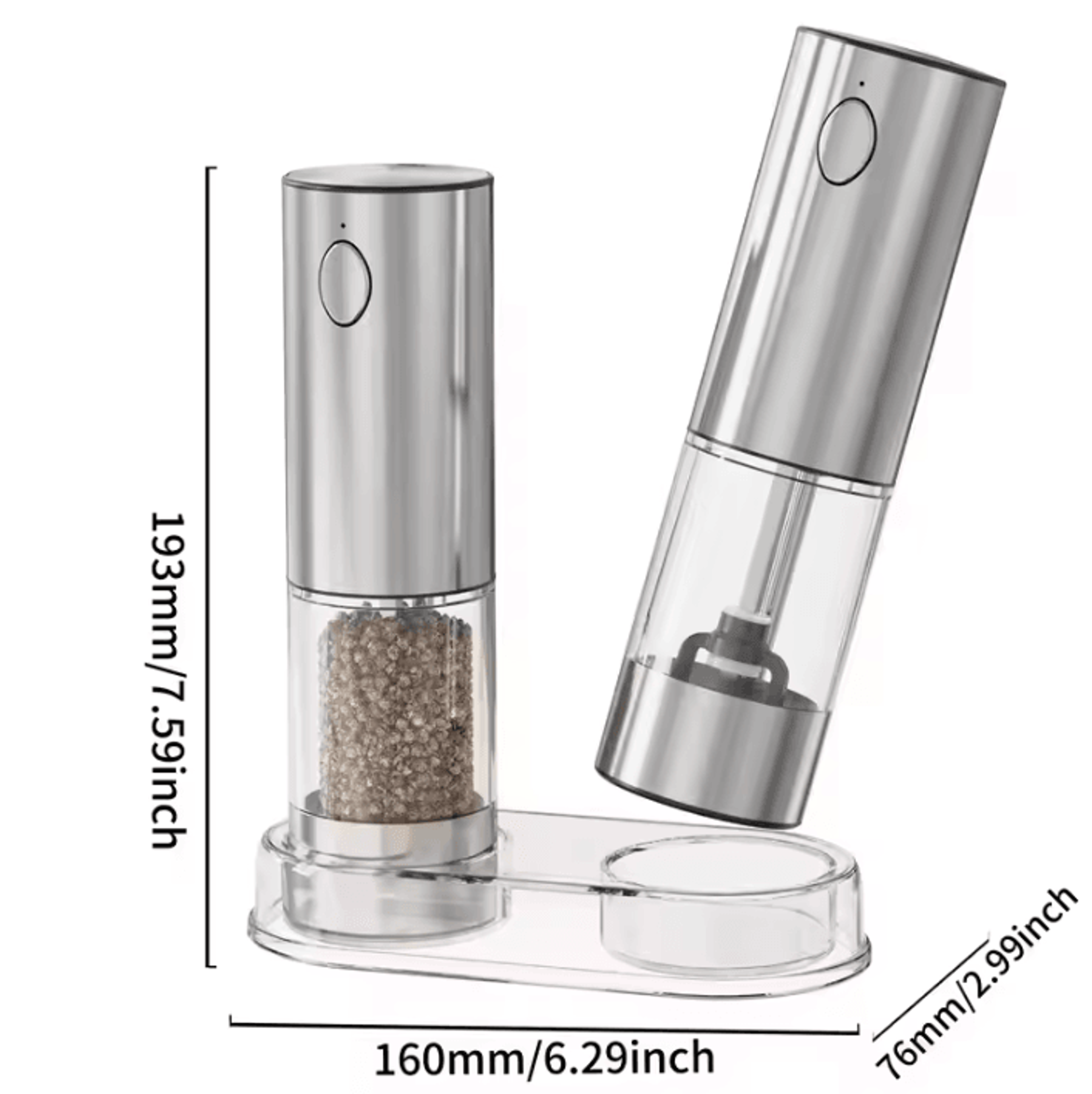 GrindMate USB Rechargeable Automatic Salt And Pepper Mill 2