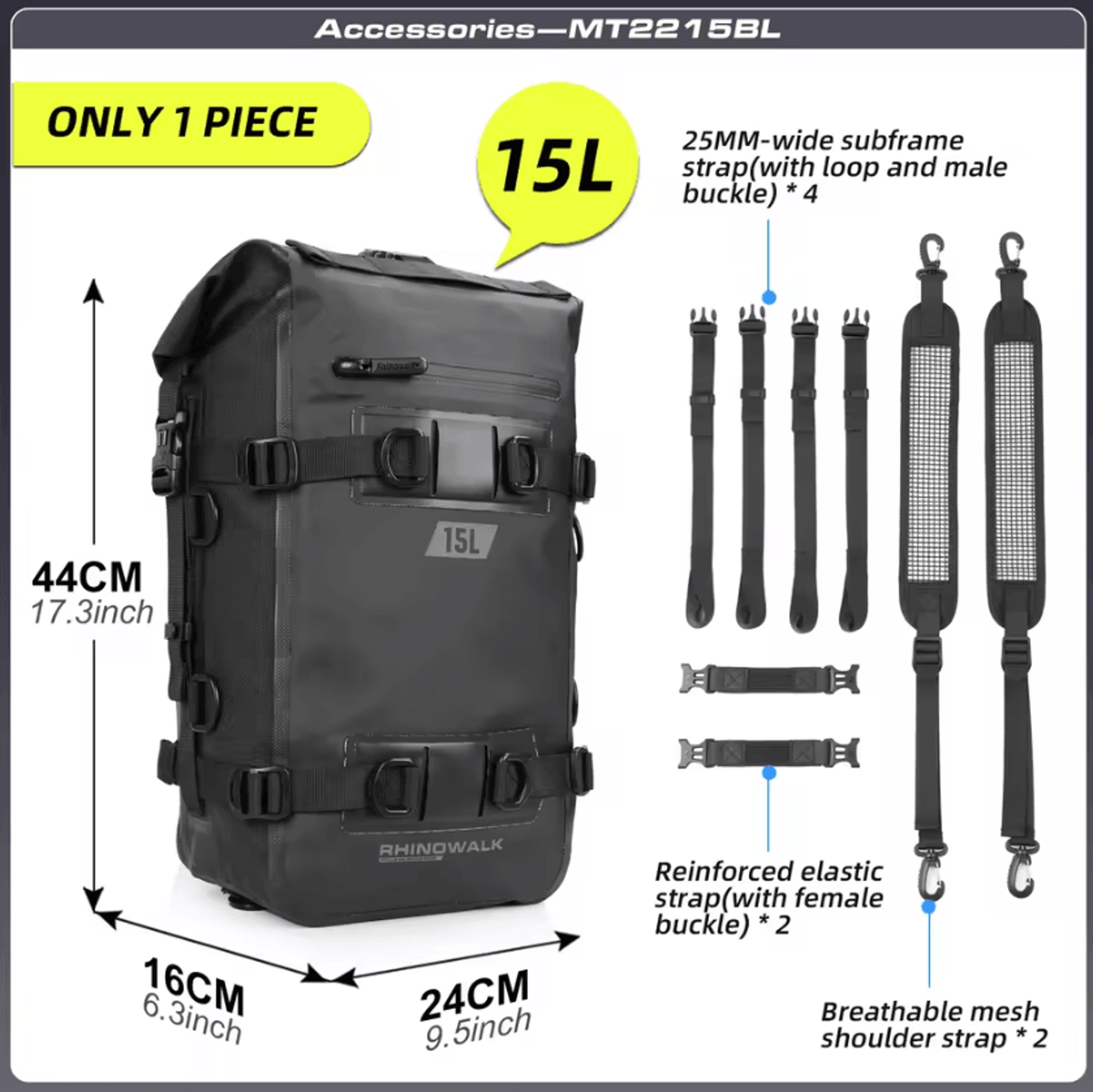 Rhinowalk 8L 15L 30L Waterproof Motorcycle Rear Seat Tail Bag 5
