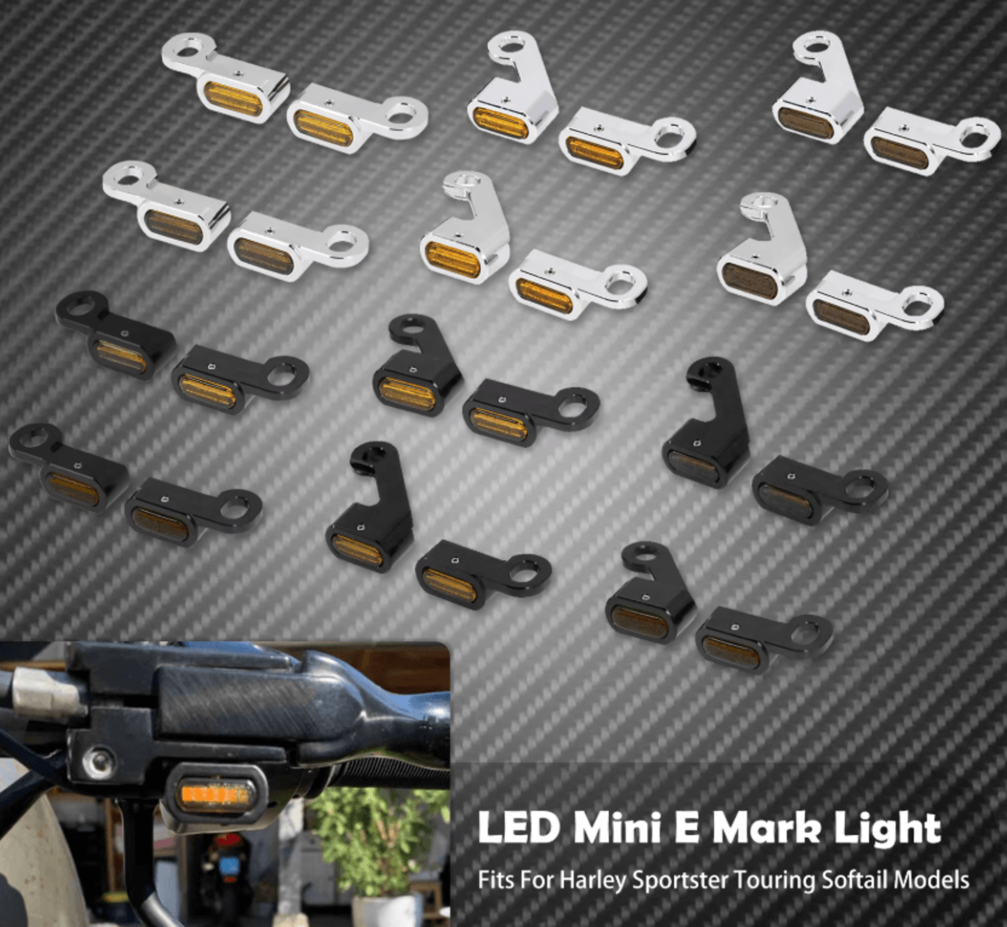 E Mark Mini LED Turn Signal Running Lights For Harley Motorcycles 0