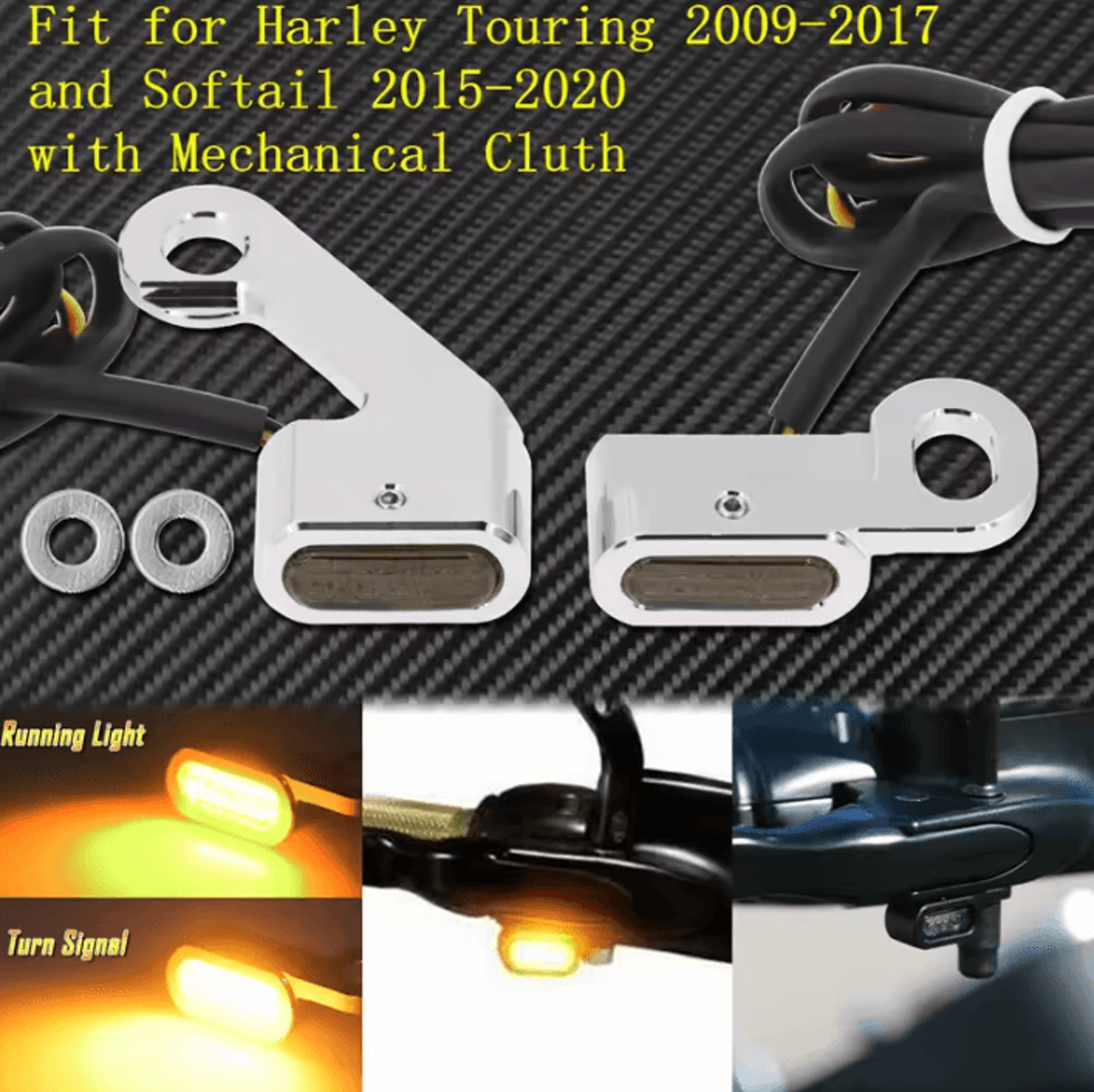 E Mark Mini LED Turn Signal Running Lights For Harley Motorcycles 11