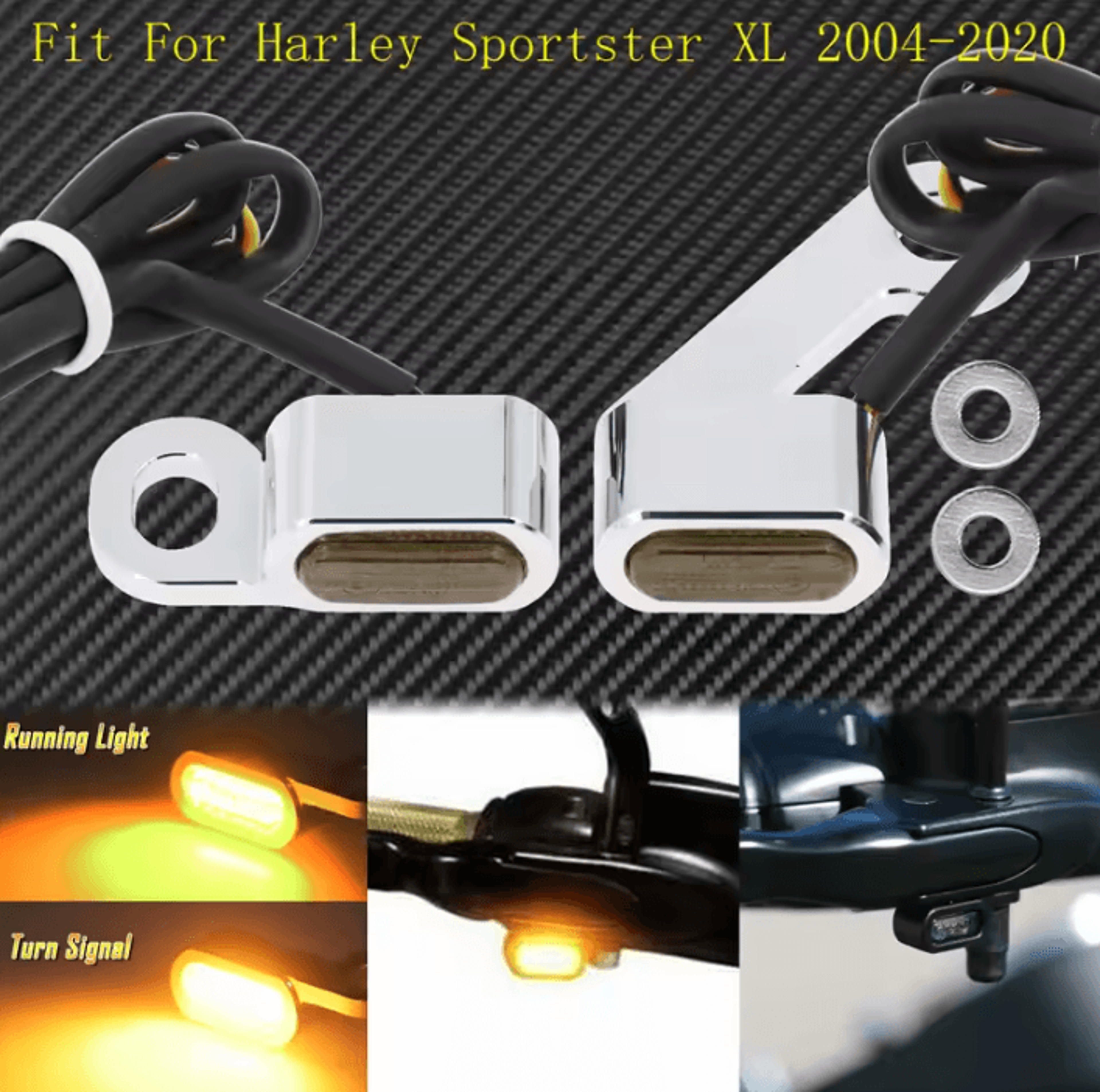Low Profile E Mark Mini LED Turn Signals For Harley Sportster XL 883 1200 14