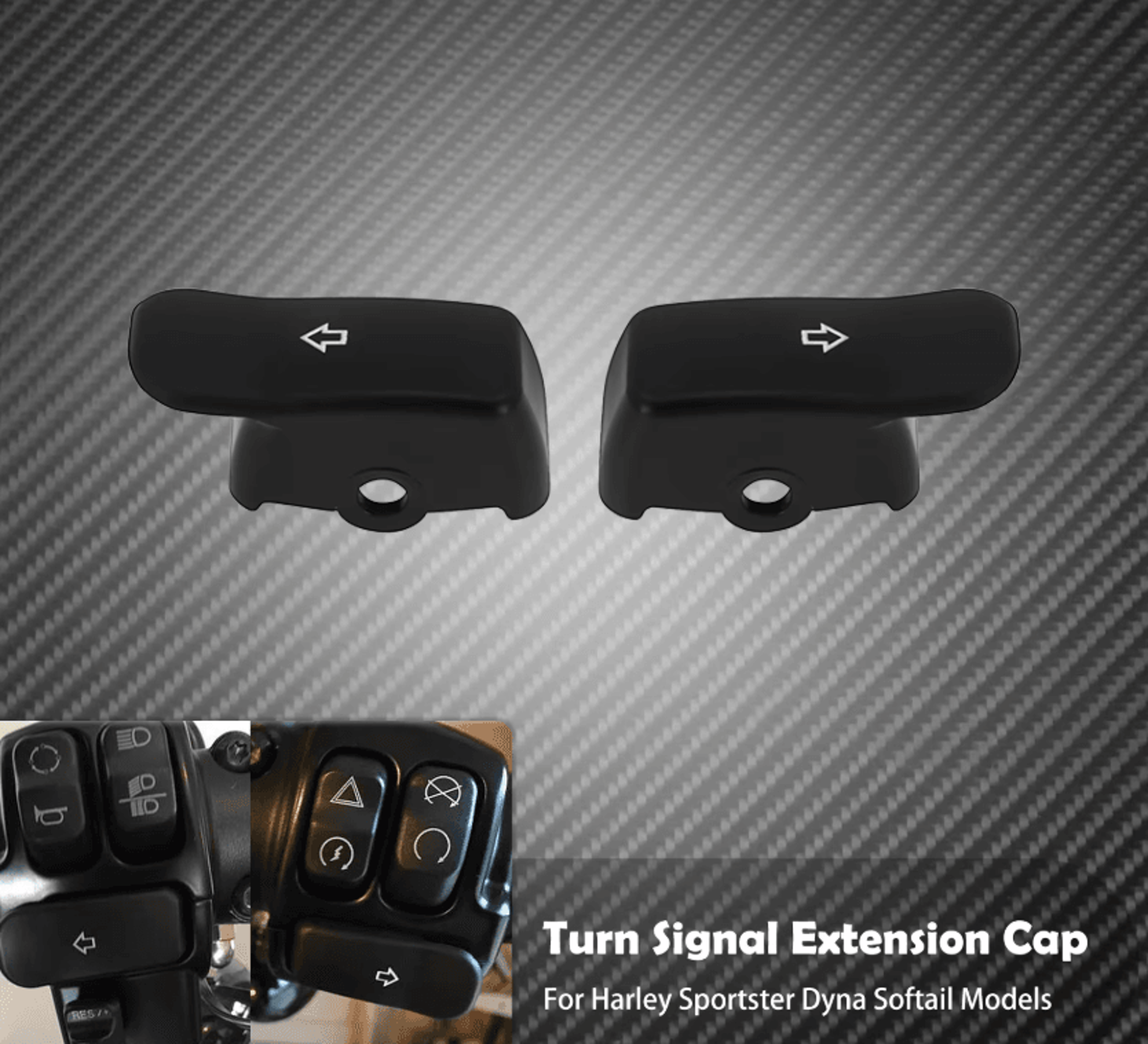 Extended Reach Turn Signal Switch Caps For Harley Sportster Dyna Softail 0