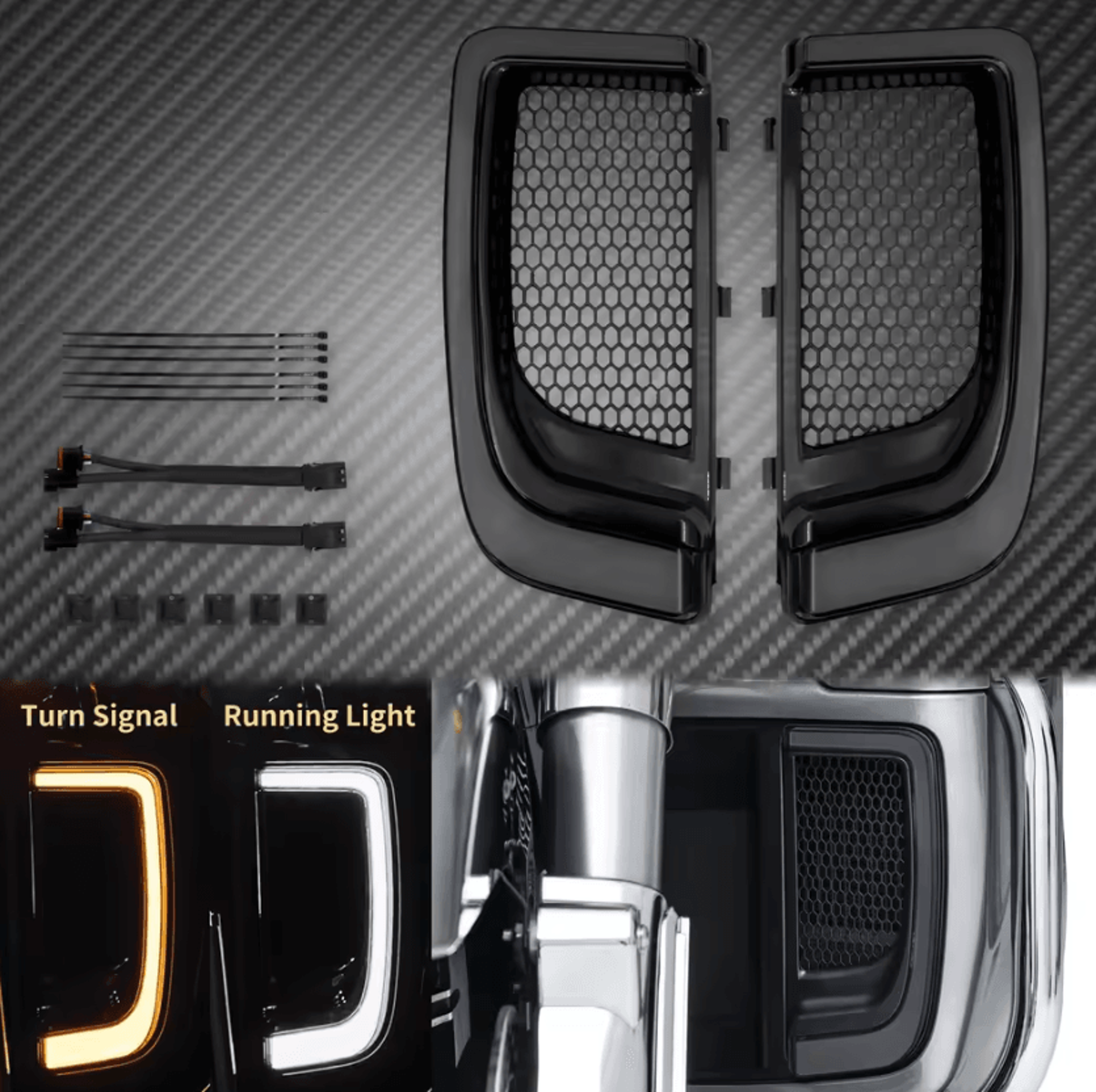 Dual Function LED Lower Fairing Grille Lights For Harley Touring 5