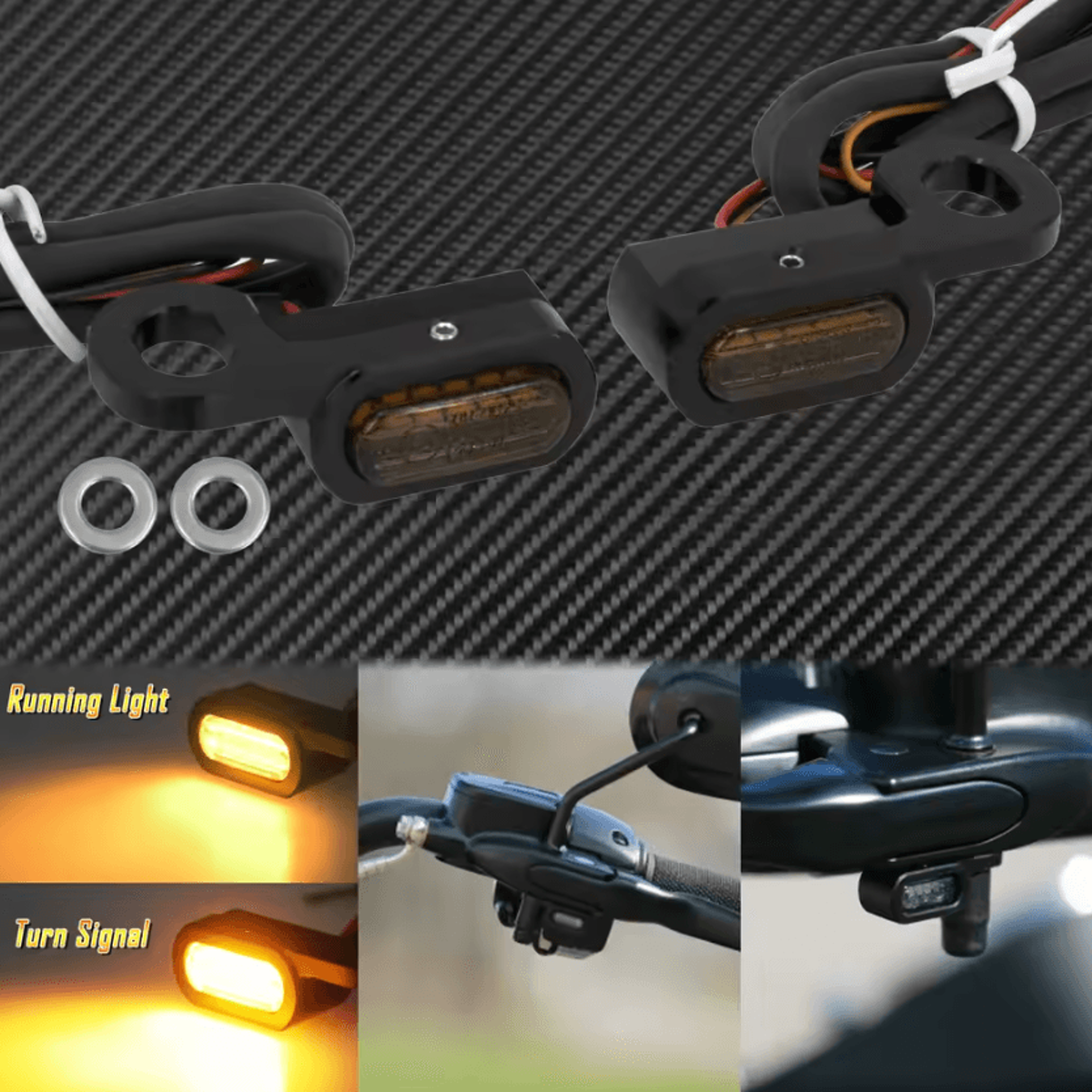 Black Chrome LED Front Turn Signal Lights For Harley Touring Softail 5