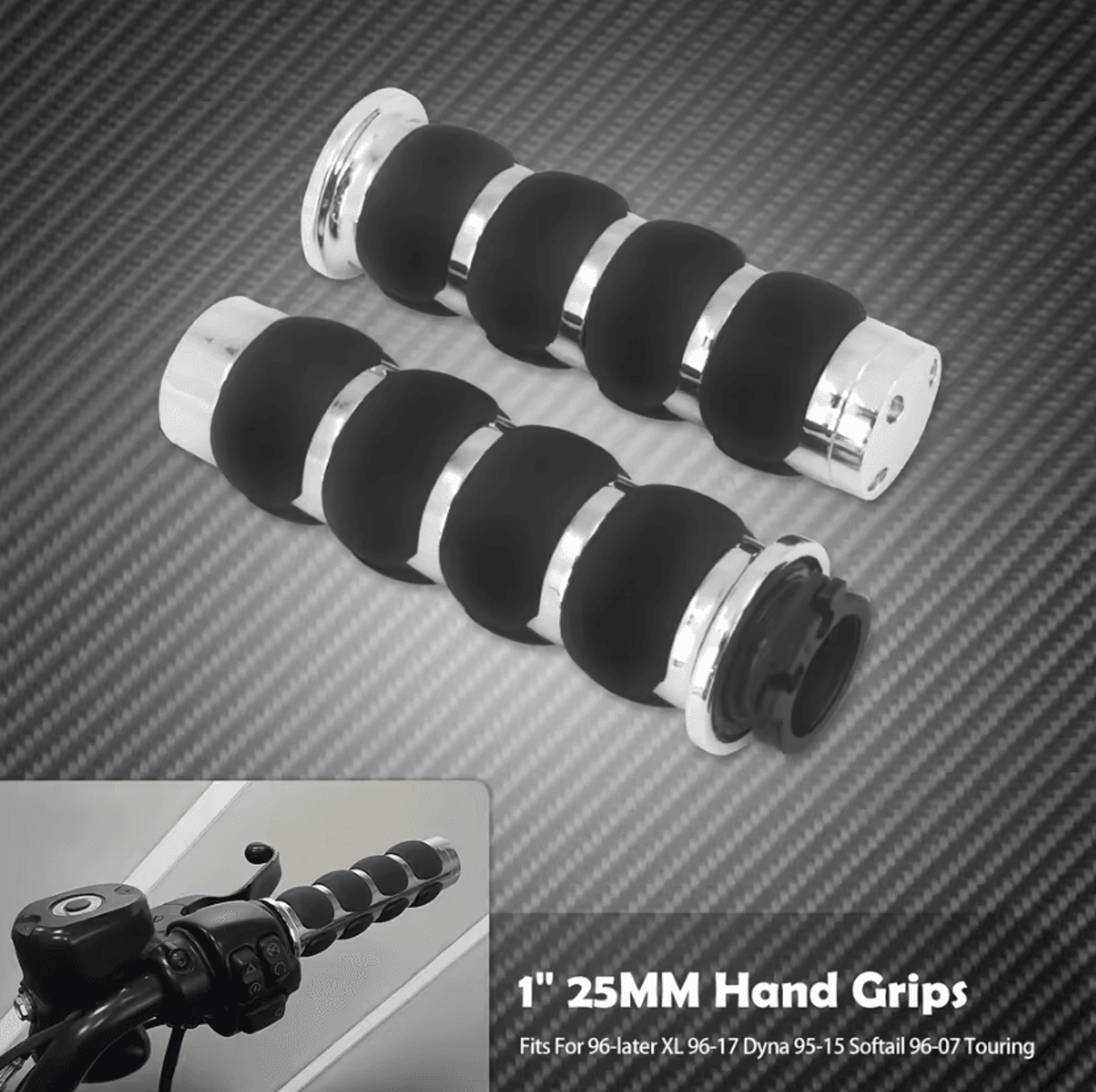 Anti Slip 1 Inch Handlebar Grips For Harley Sportster Dyna Softail Touring 6