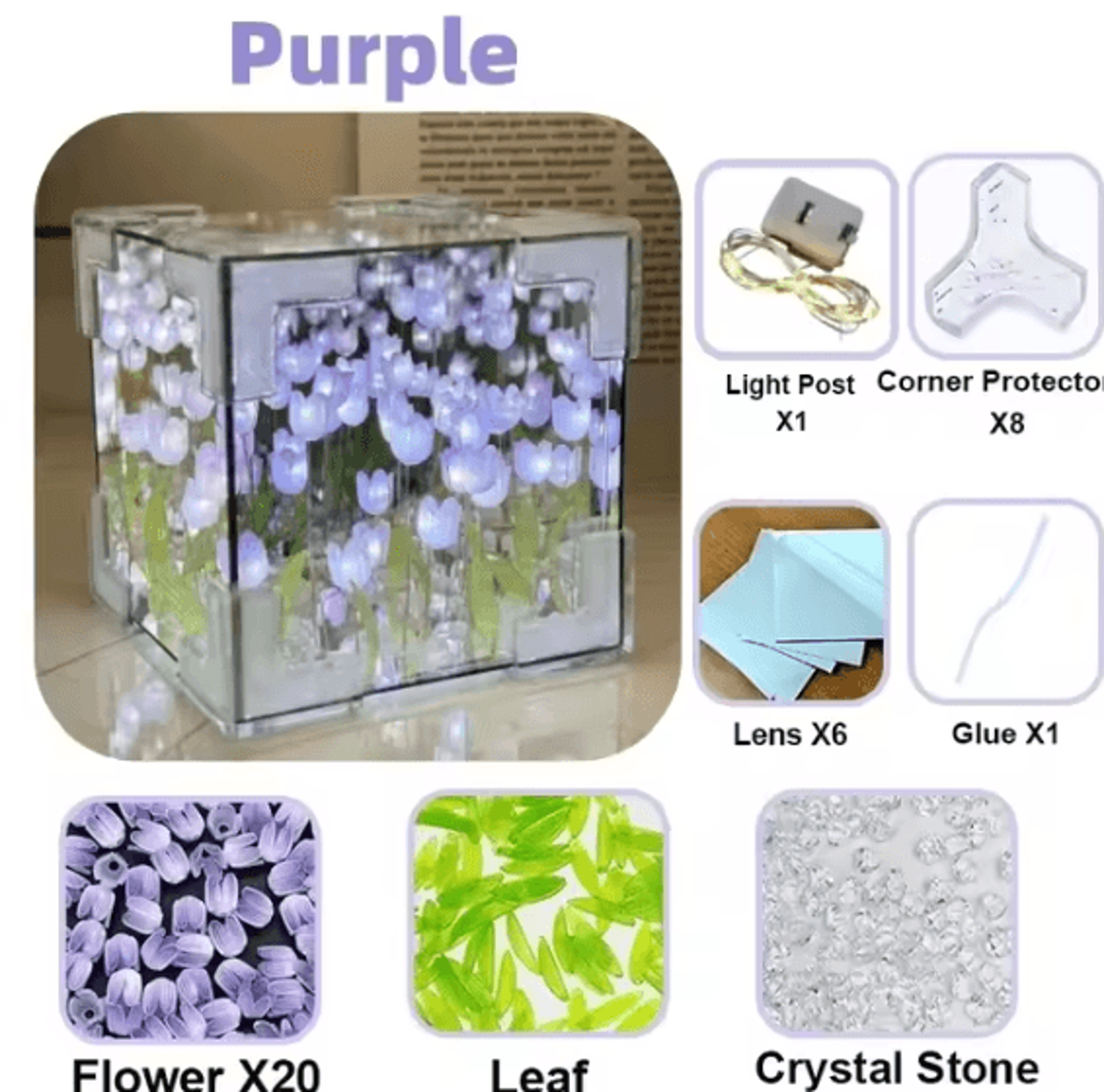 BloomGlow DIY Tulip Mirror Cube Night Light 6