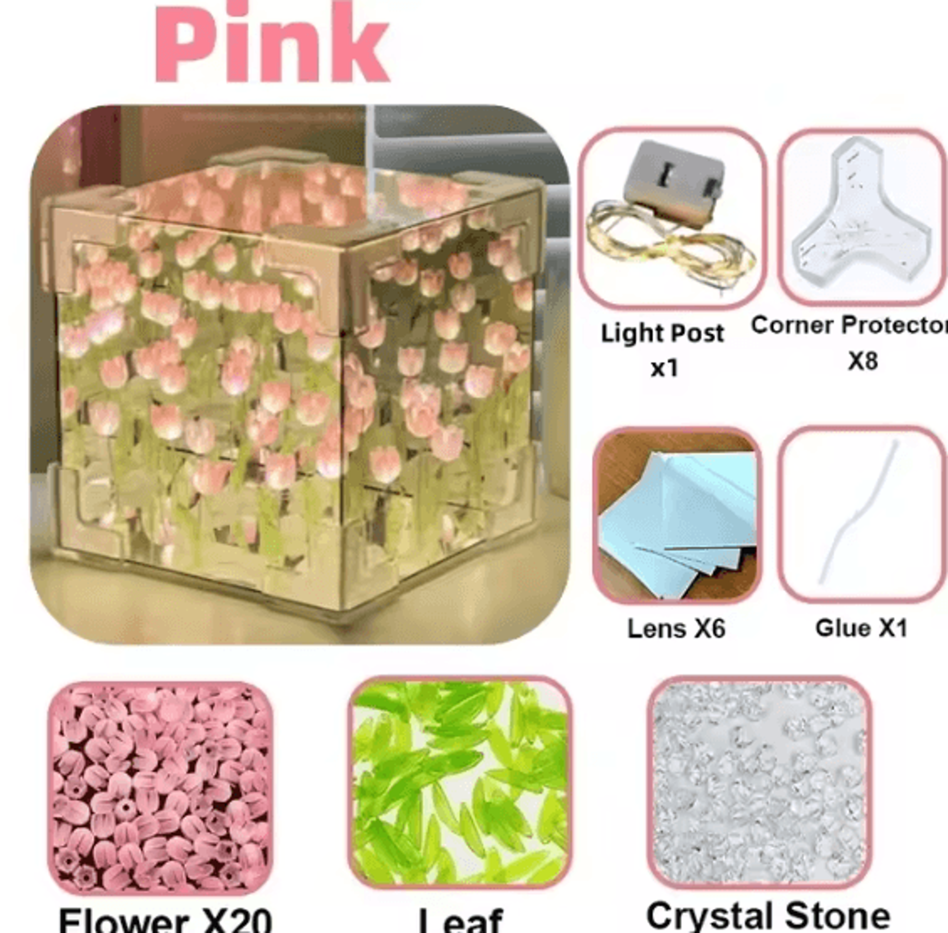 BloomGlow DIY Tulip Mirror Cube Night Light 4