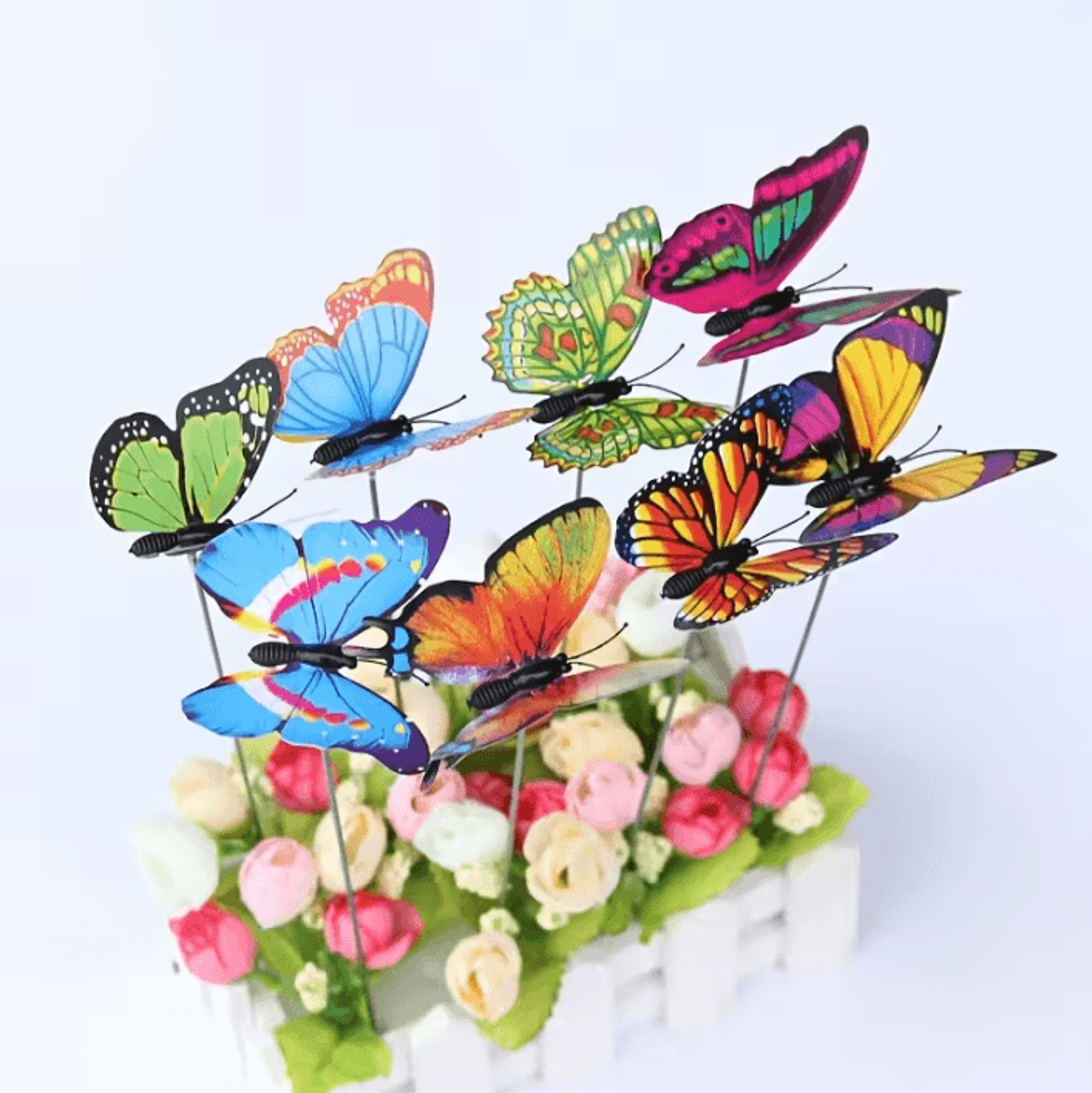 FlutterCharm 10Piece Colorful 3D Butterfly Garden Stakes 2