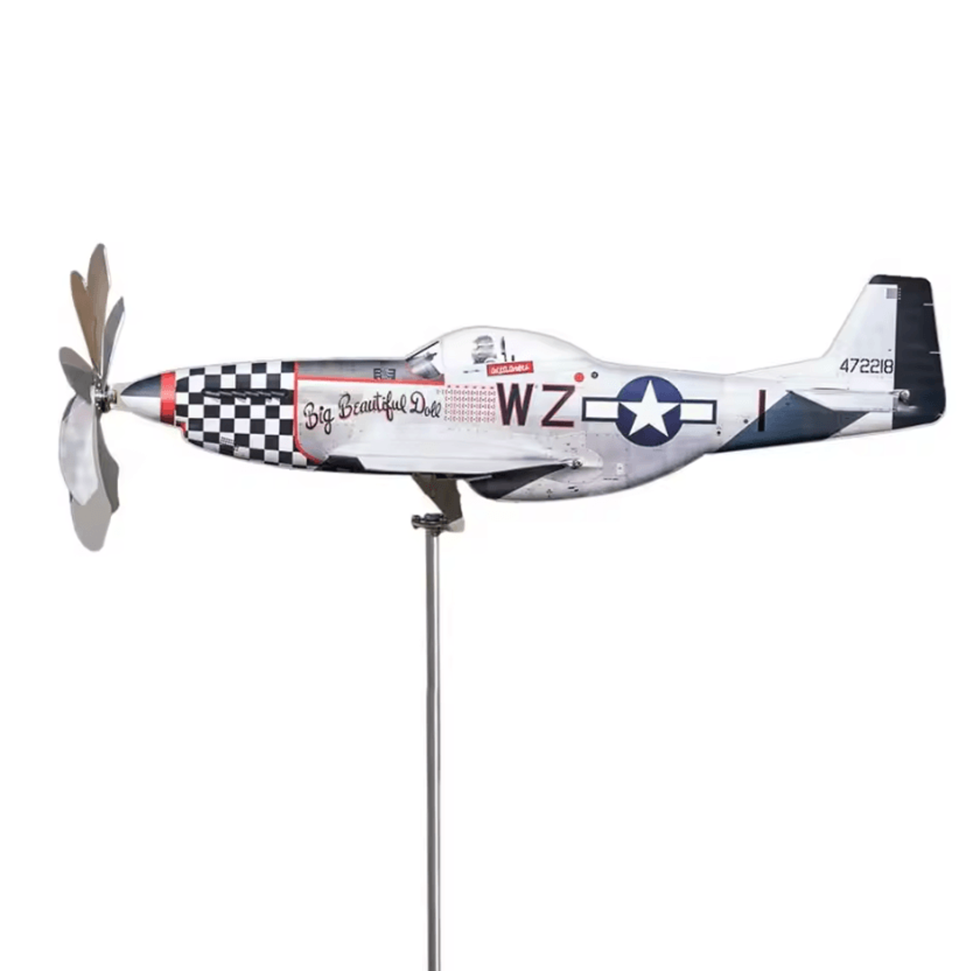 SkyGlide Airplane Stainless Steel Garden Wind Spinner 4