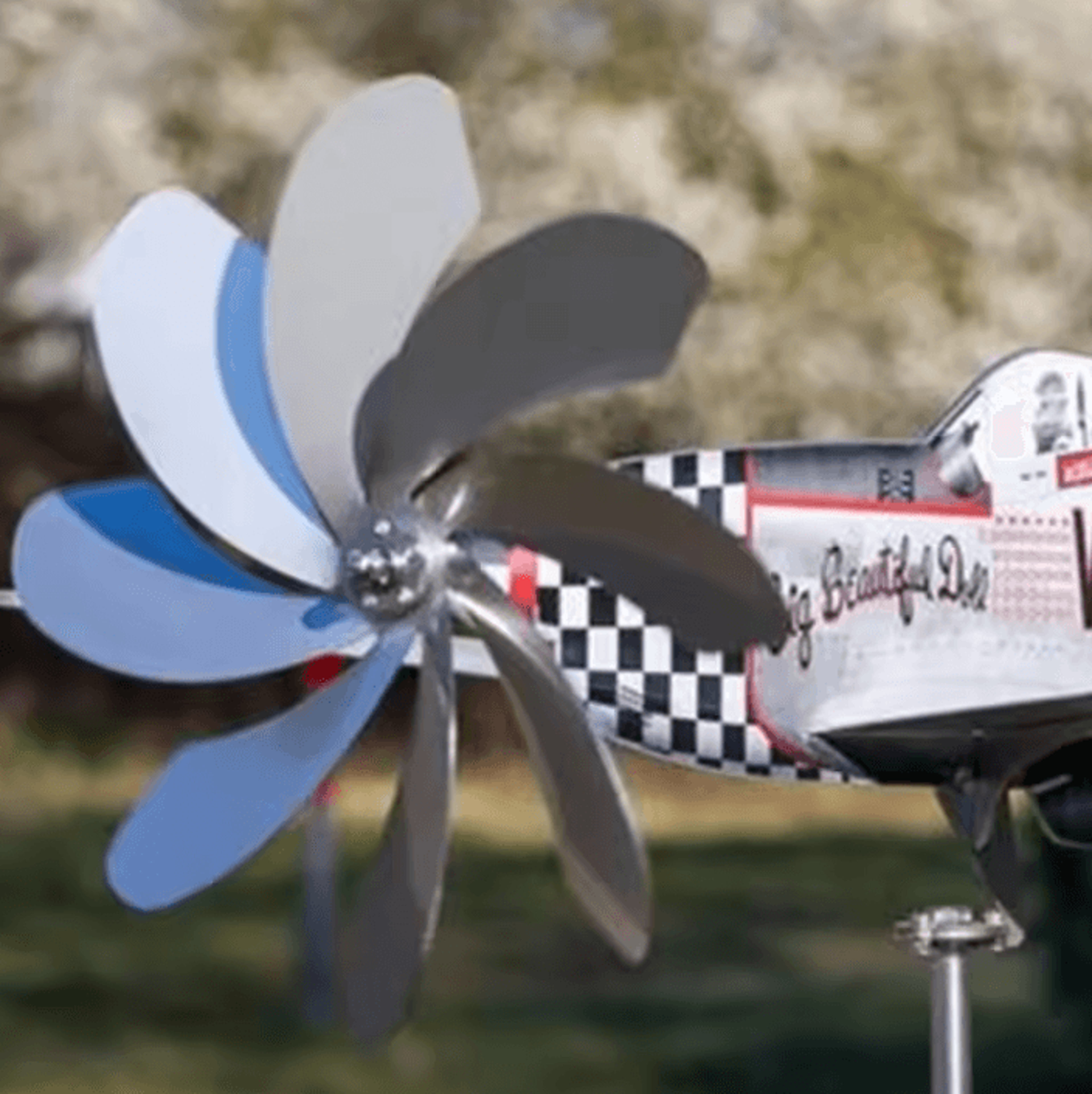 SkyGlide Airplane Stainless Steel Garden Wind Spinner 1