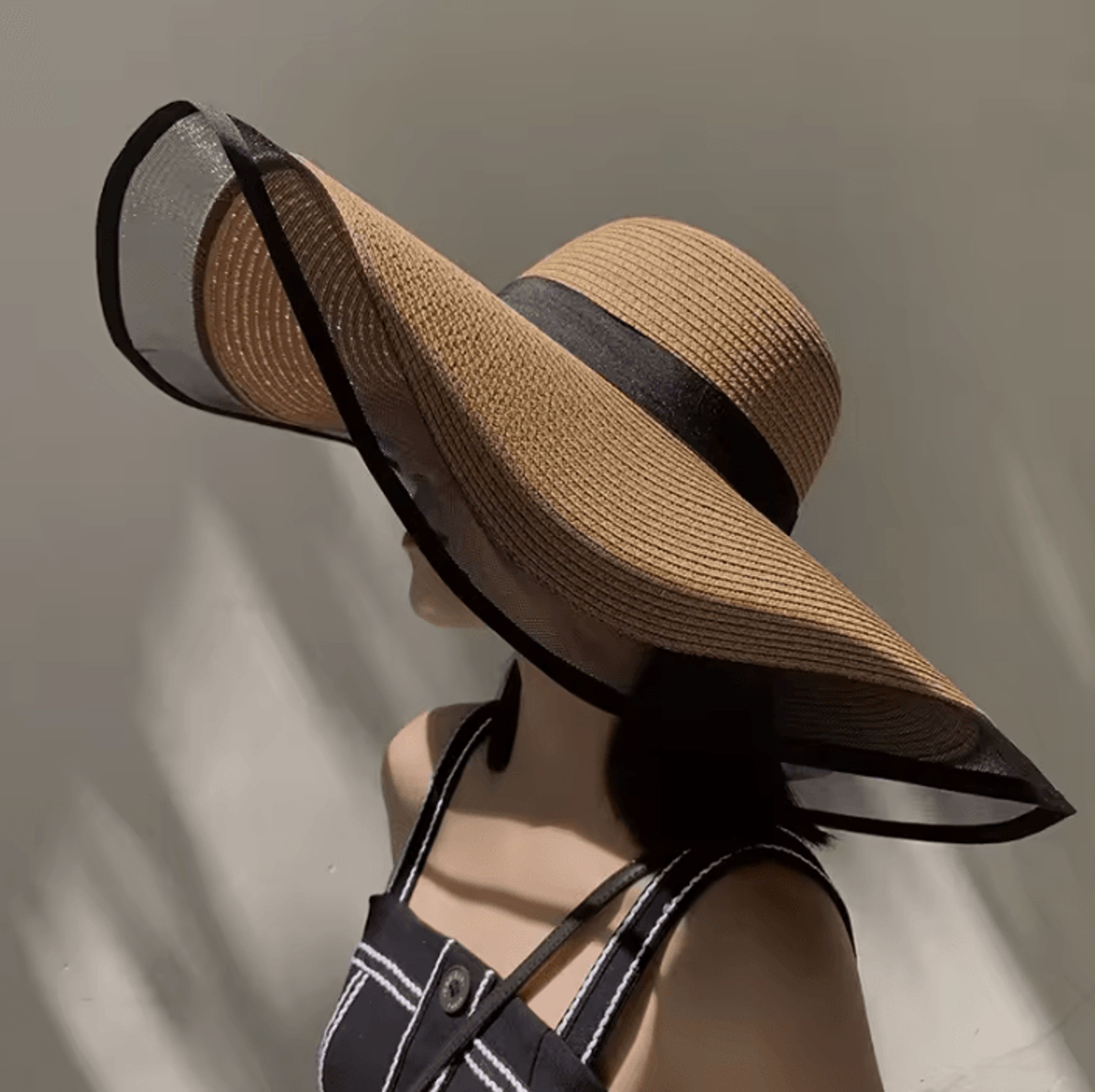 Coastal Wave Foldable Wide Brim Straw Sun Hat 0