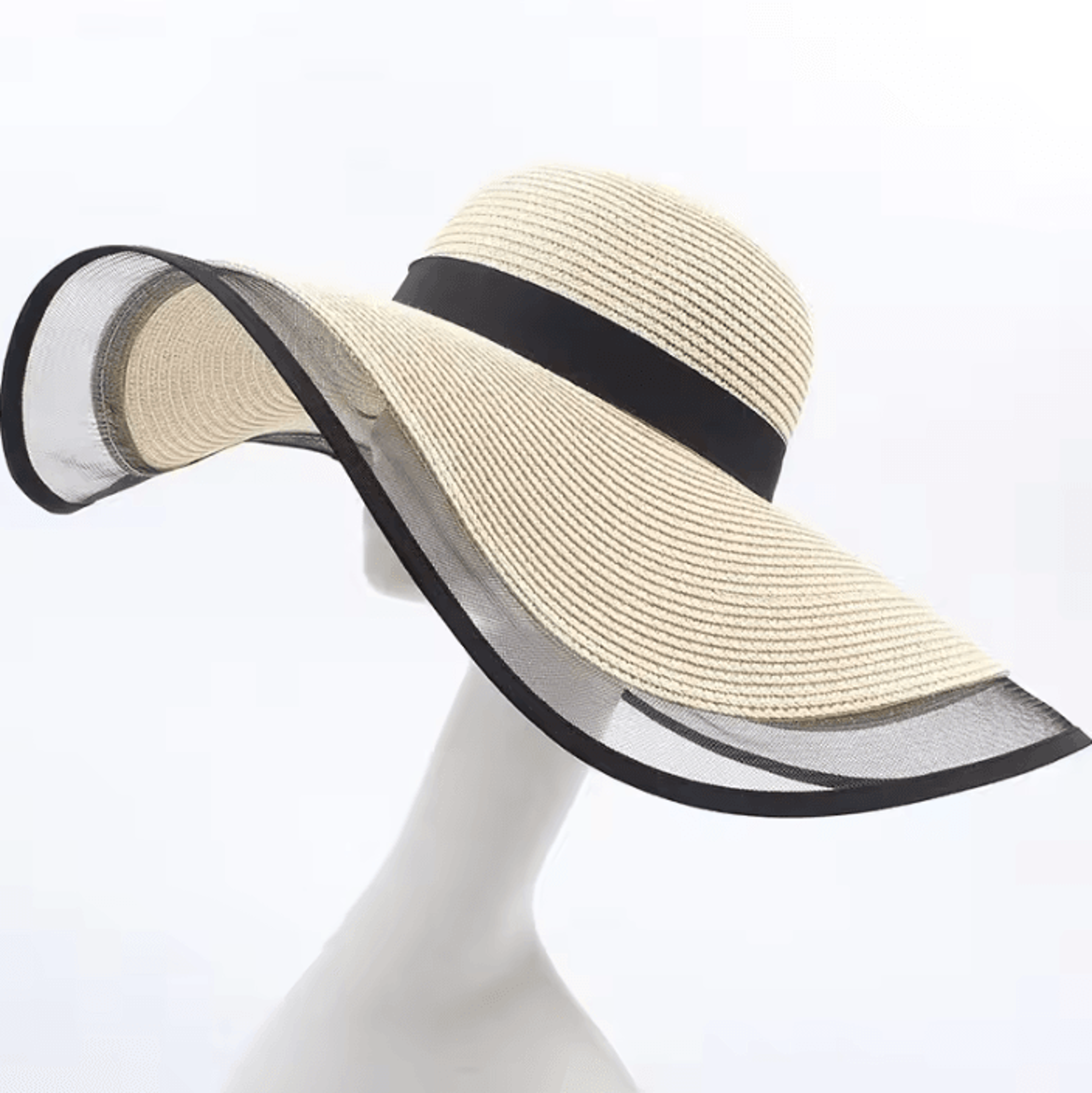 Coastal Wave Foldable Wide Brim Straw Sun Hat 3