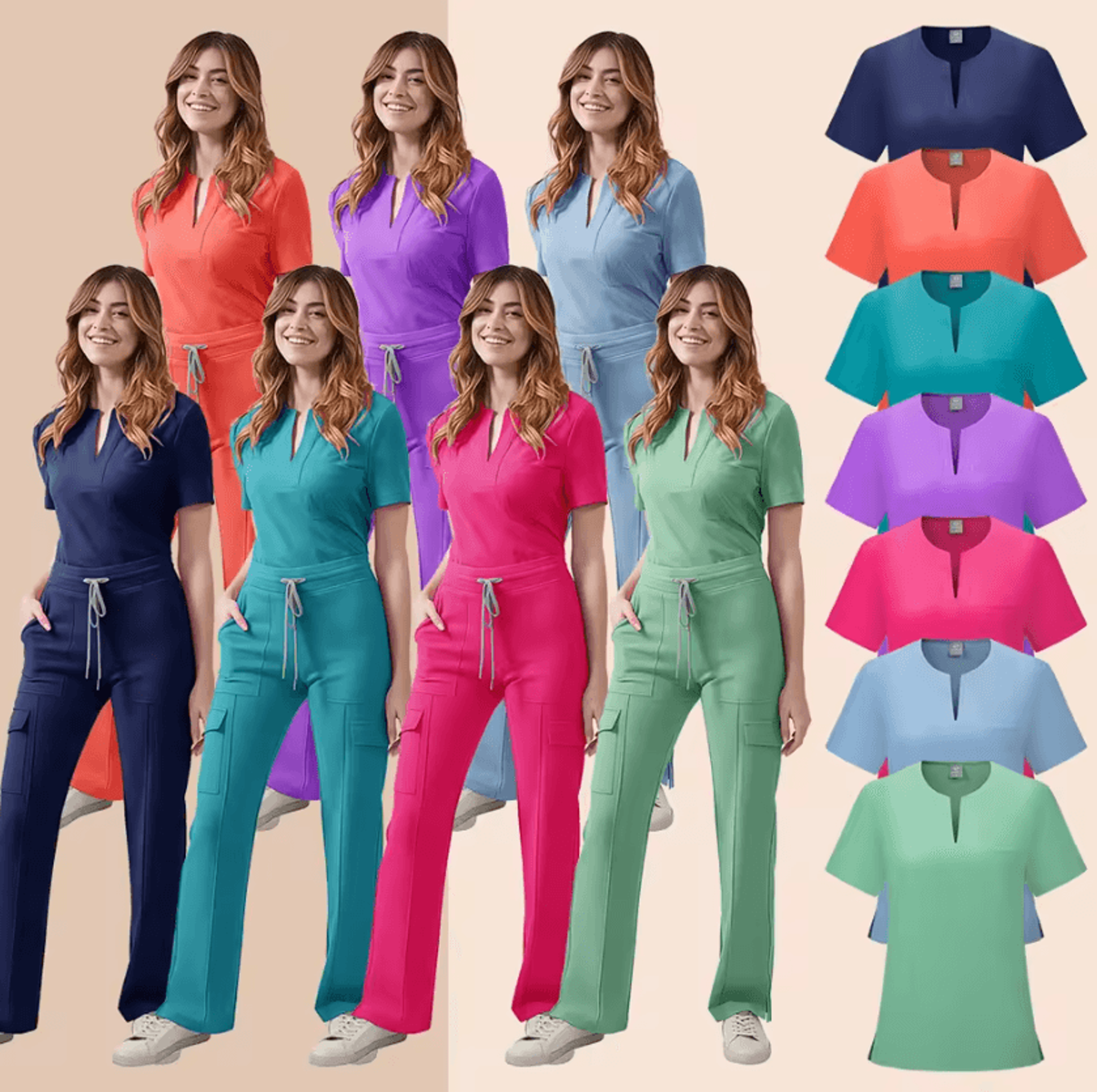 CareFlex Womens 2Piece Medical Scrub Set With Pockets 1